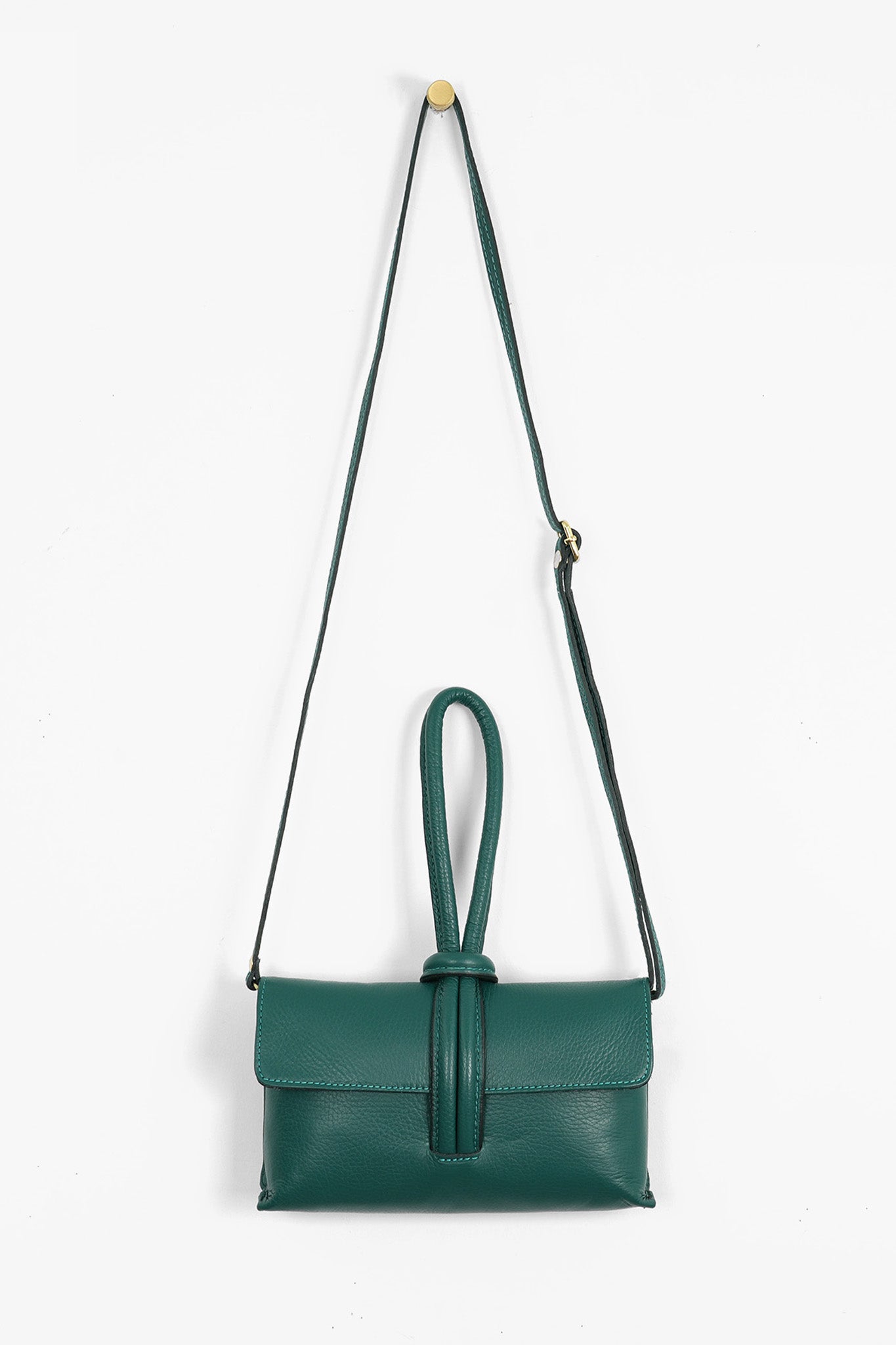 Trixie Forest Green Italian Leather Pebbled Clutch Bag