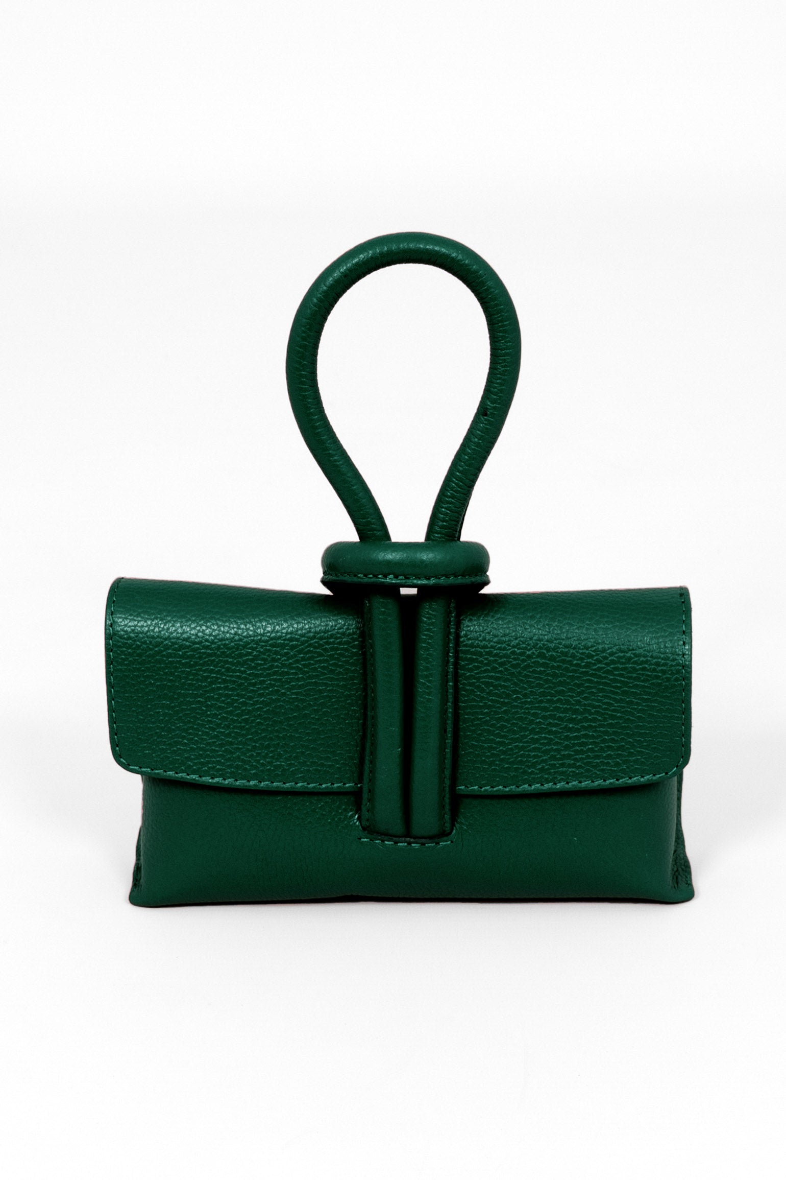 trixie-forest-green-pebbled-clutch-bag-front-view