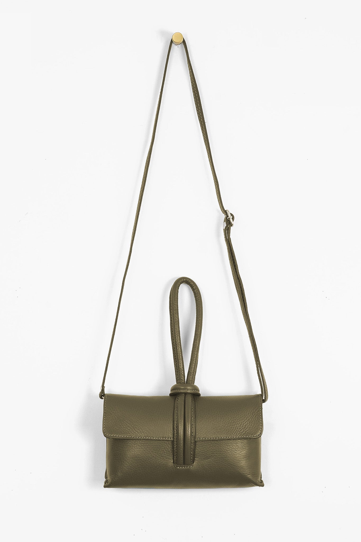 Trixie Italian Leather Wristlet Clutch Bag - Khaki, Pebbled