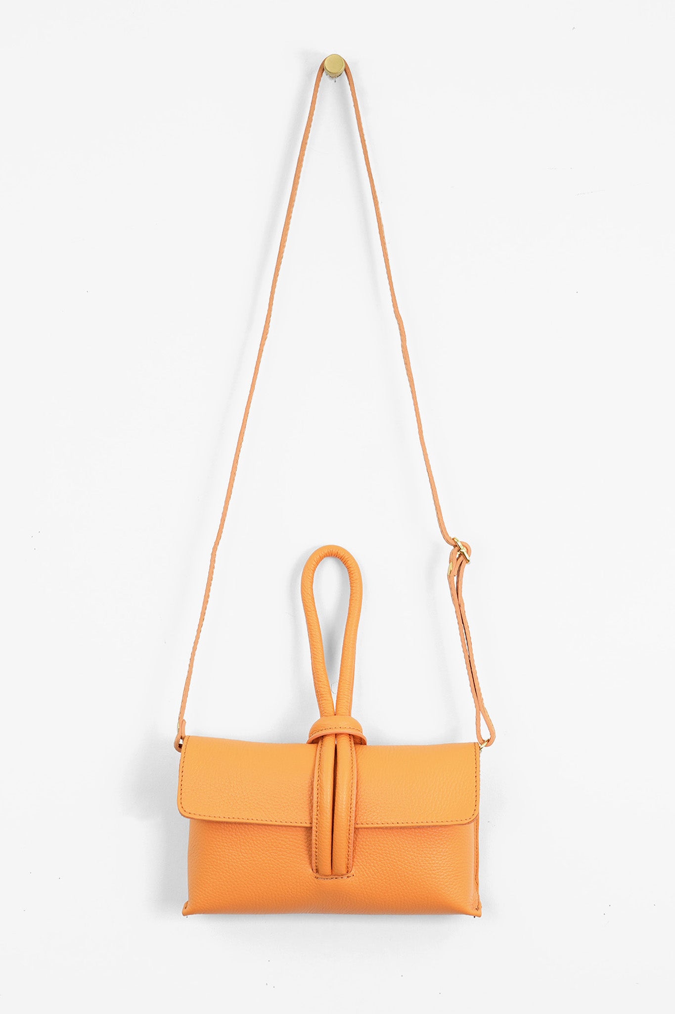 Trixie Apricot Pebbled Italian Leather Clutch Bag