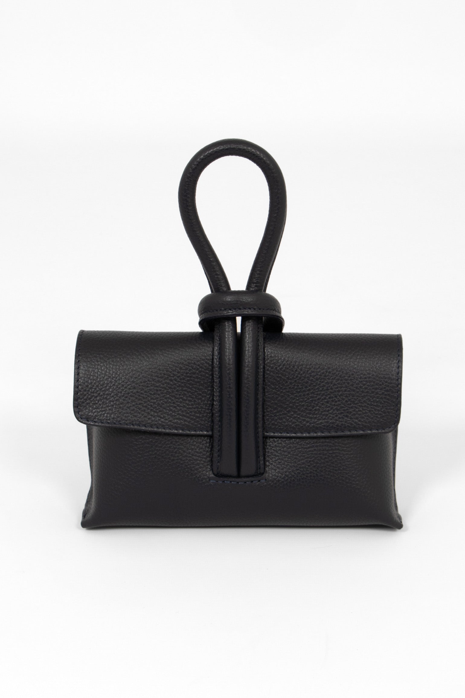 Trixie Italian Leather Wristlet Clutch Bag - Navy Blue, Pebbled