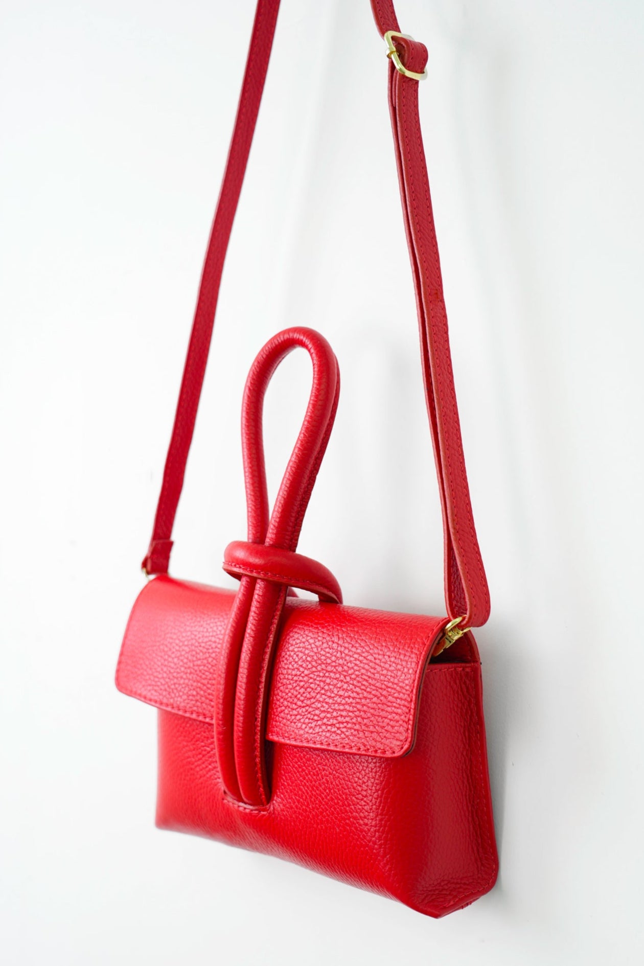 Trixie Italian Leather Wristlet Clutch Bag - Red, Pebbled