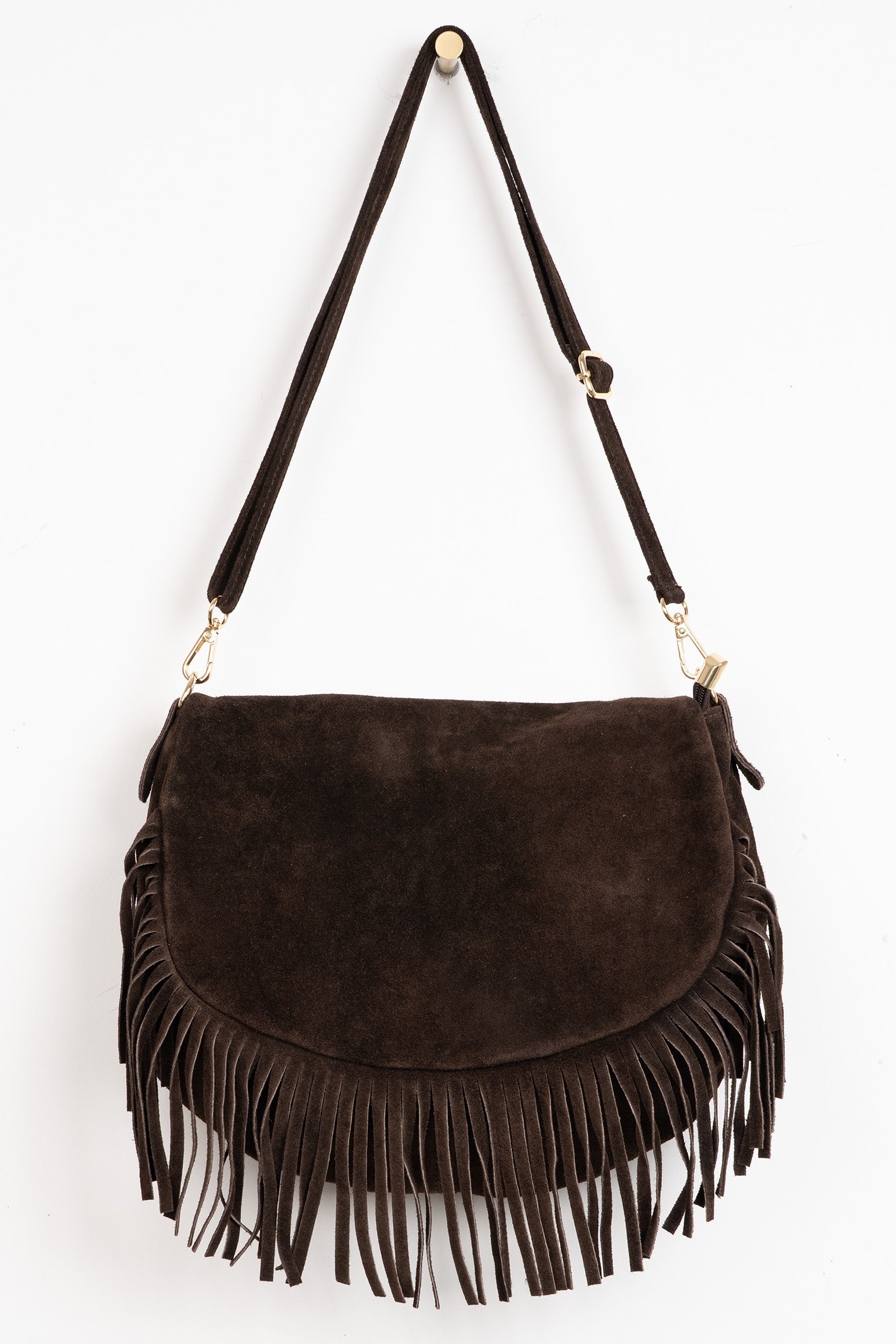 Fringed-Crossbody-Bag-Italian-Suede-Leather-in-Brown-Front