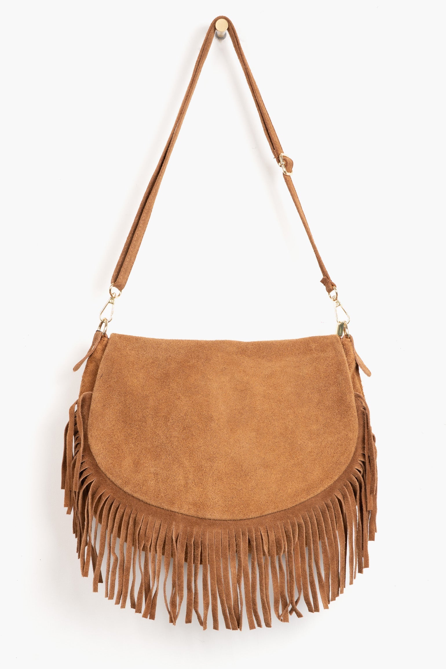 Fringed-Crossbody-Bag-Italian-Suede-Leather-in-Tan-Front