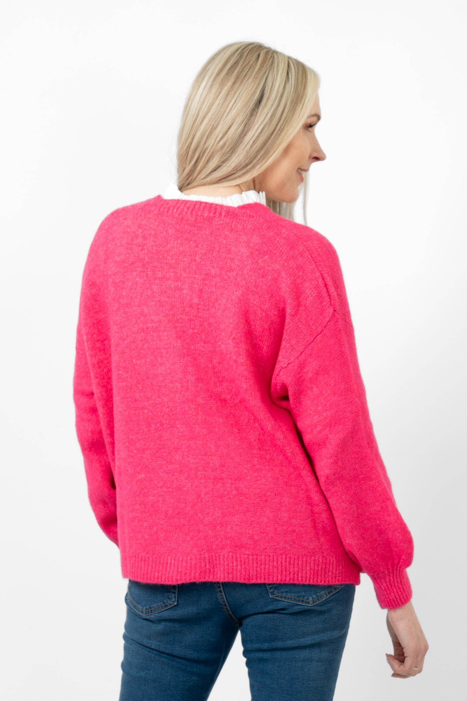 Cassidy Tie Front Wool Blend Cardigan - Fuchsia