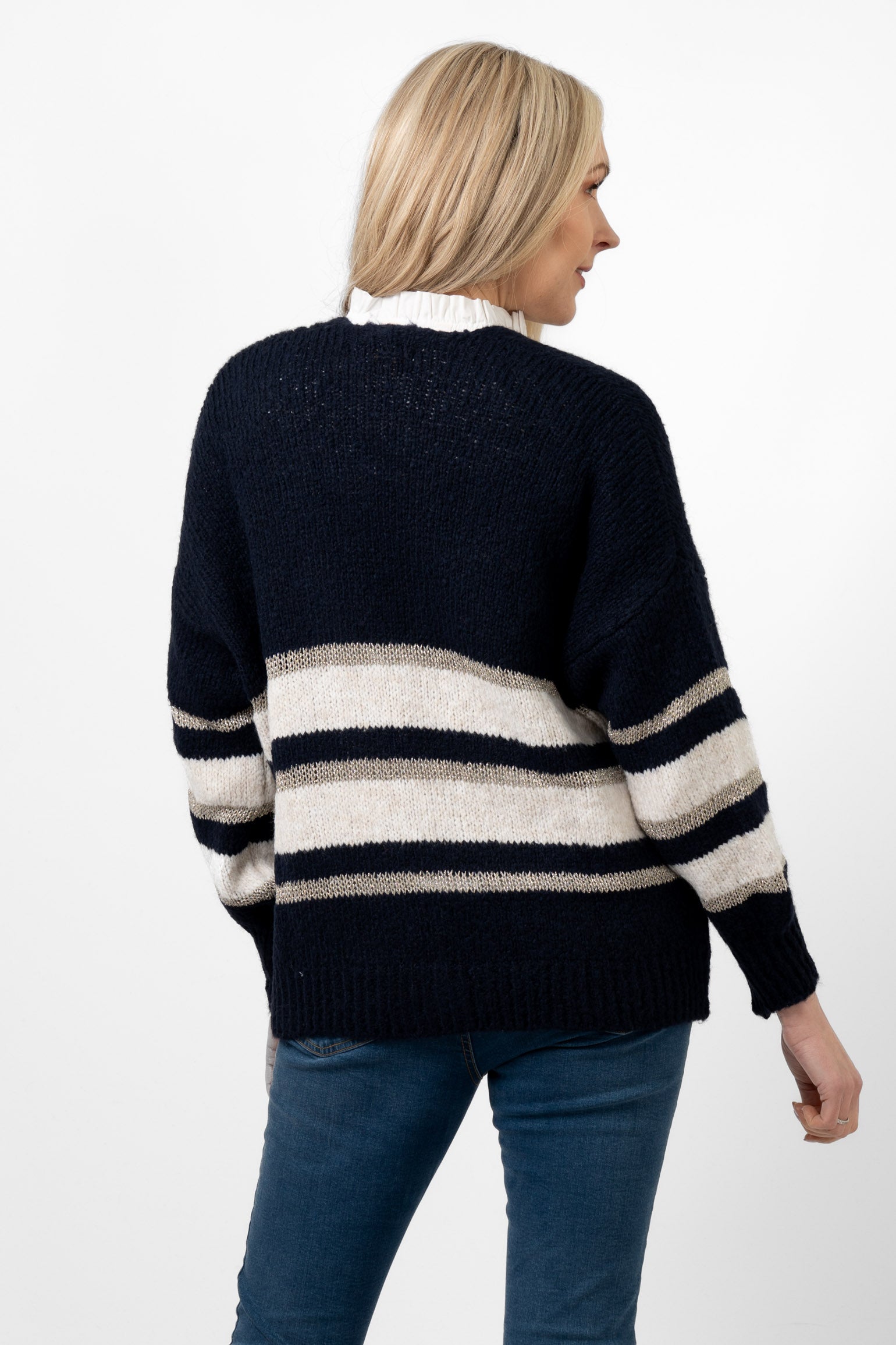 paris-wool-blend-striped-cardigan-navy-cream-gold-back-view-stripes-are-shown