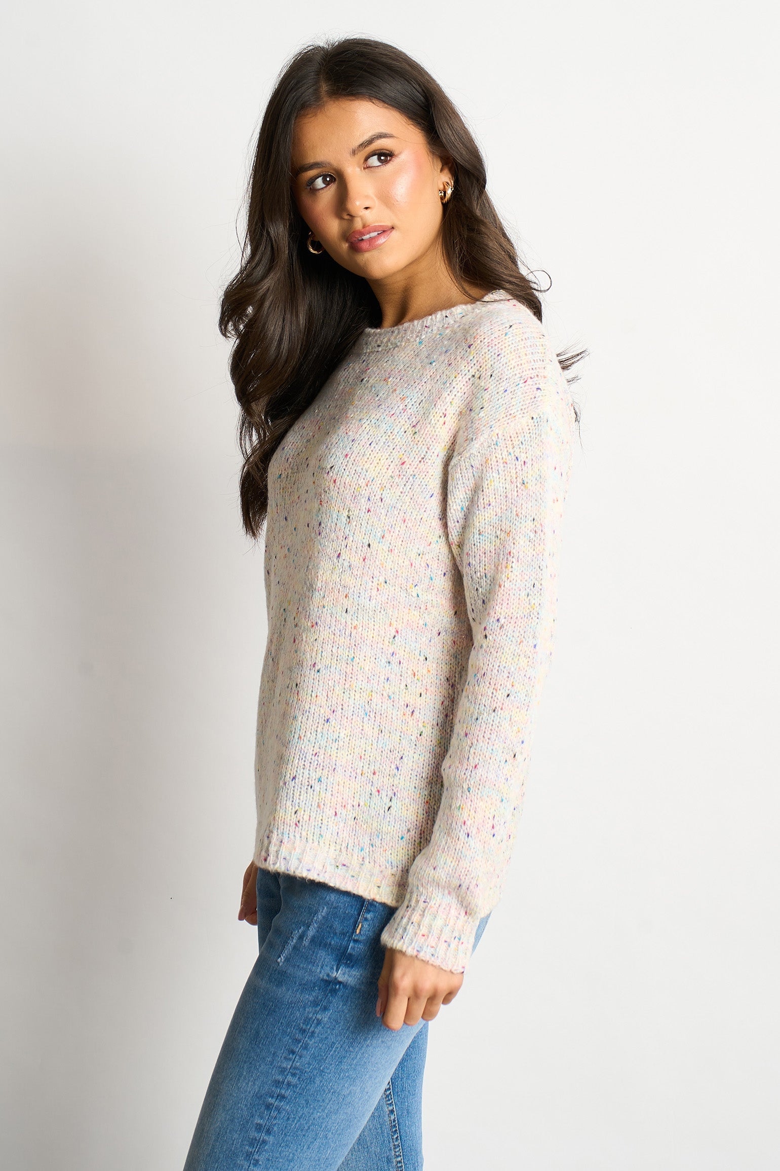 Flecked-Italian-Wool-Blend-Jumper-in-Cream-Side