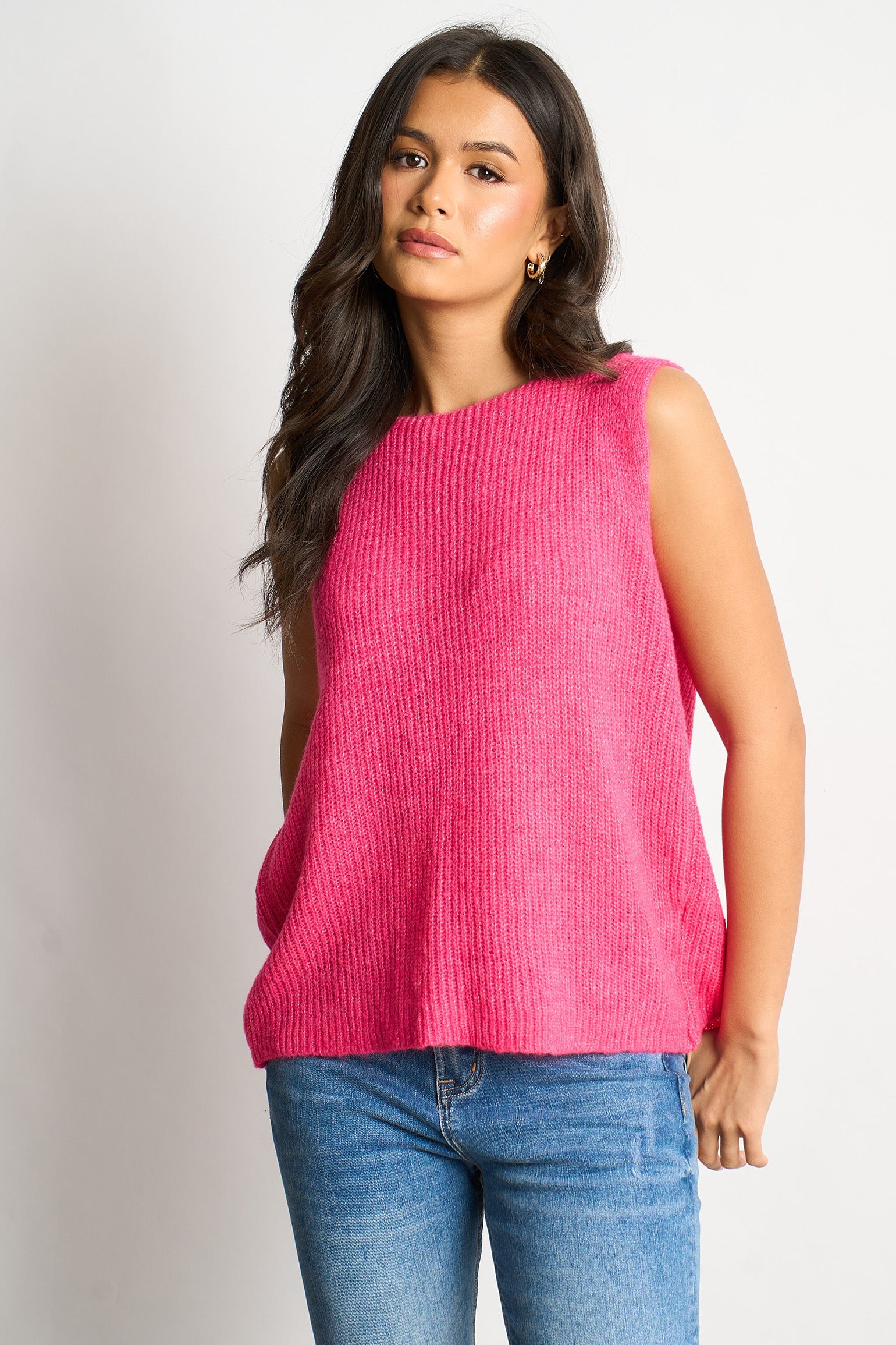 Button-Back-Italian-Wool-Blend-Tank-Top-in-Pink-Front-View