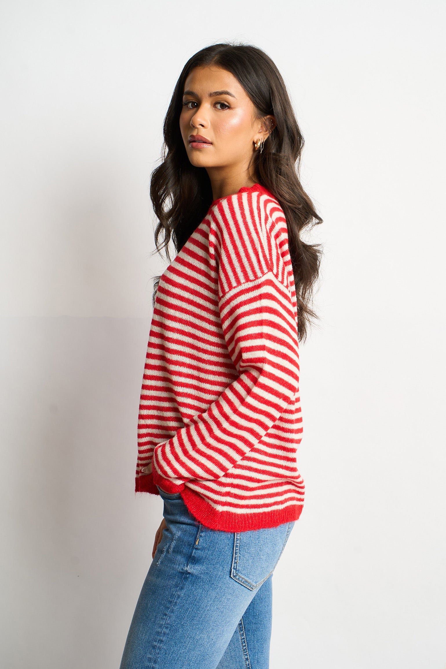 Striped-Italian-Wool-Blend-Knitted-Jumper-in-Red-side