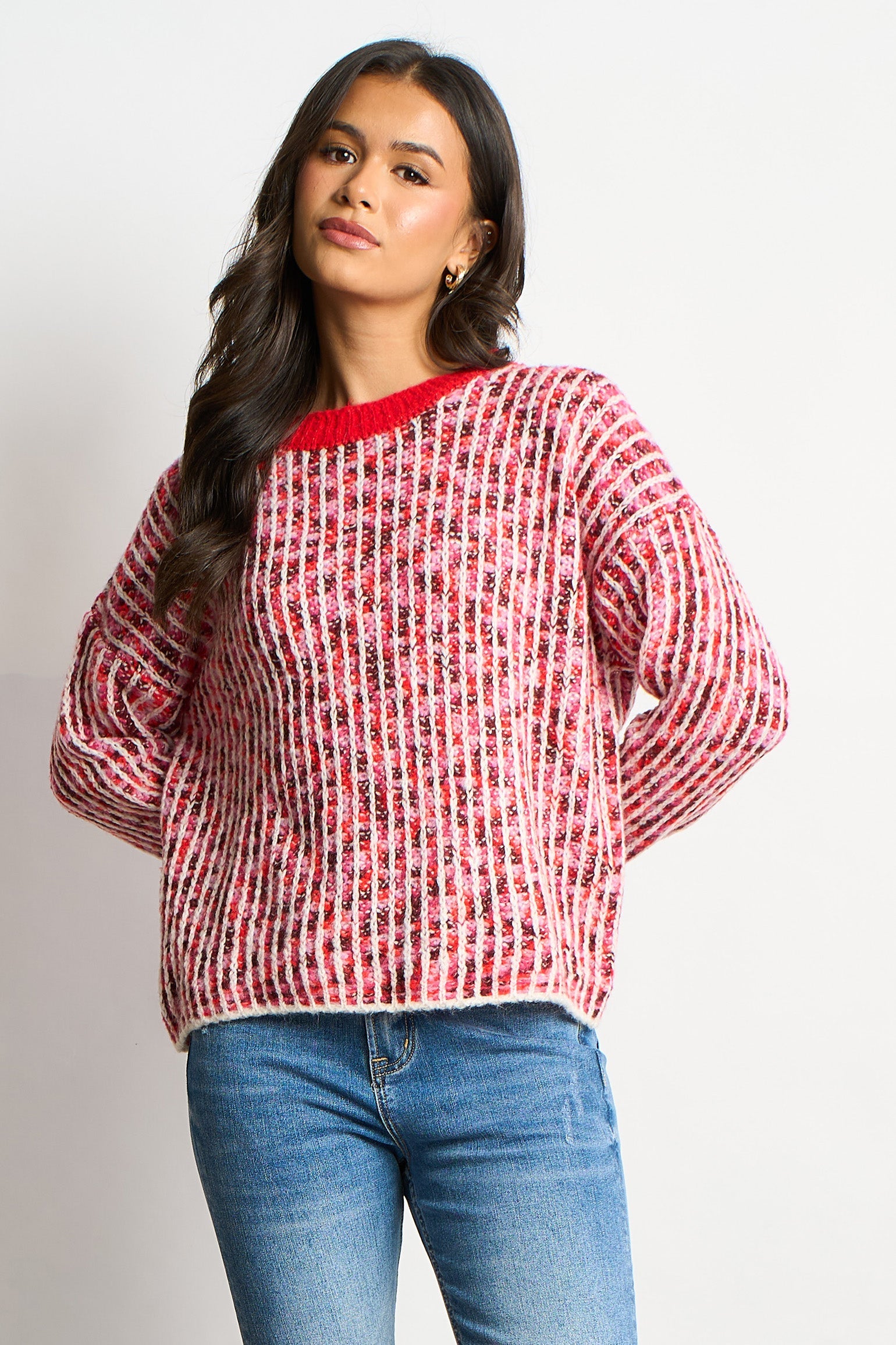 Speckled-Italian-Wool-Blend-Jumper-in-Red-front