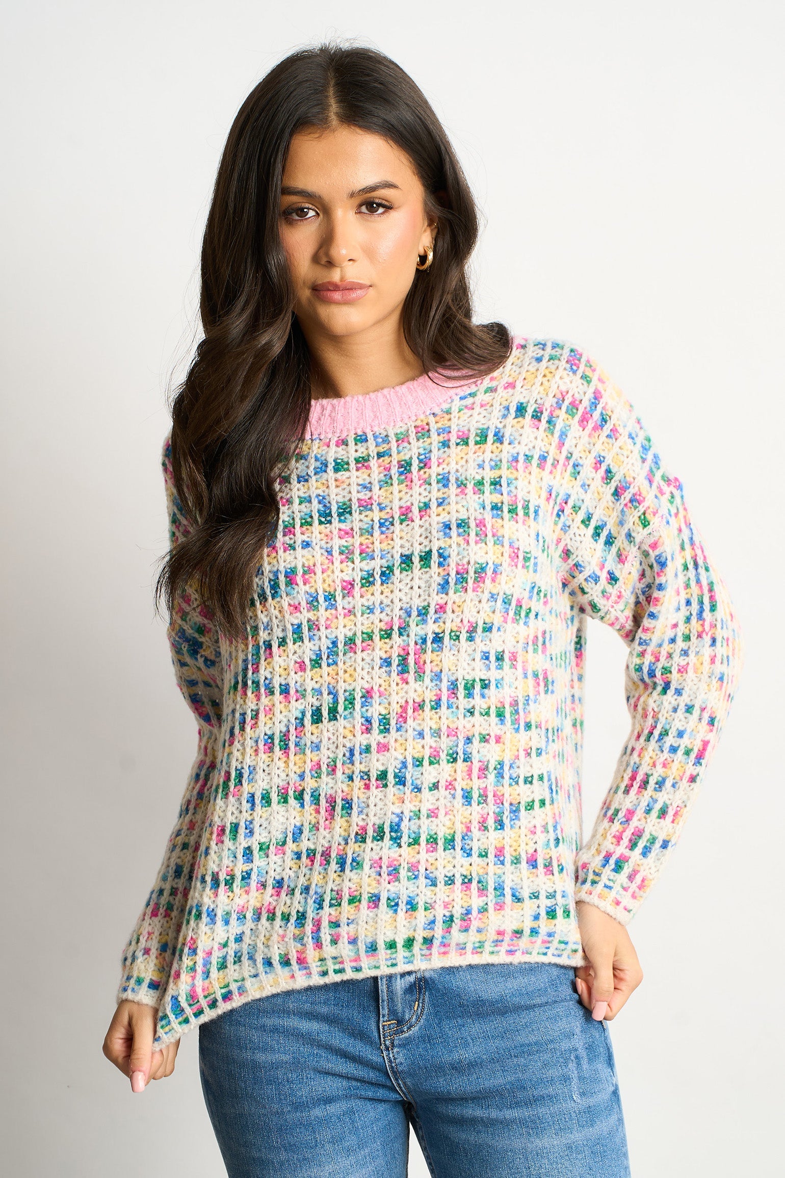 Speckled-Italian-Wool-Blend-Jumper-in-Pink-front