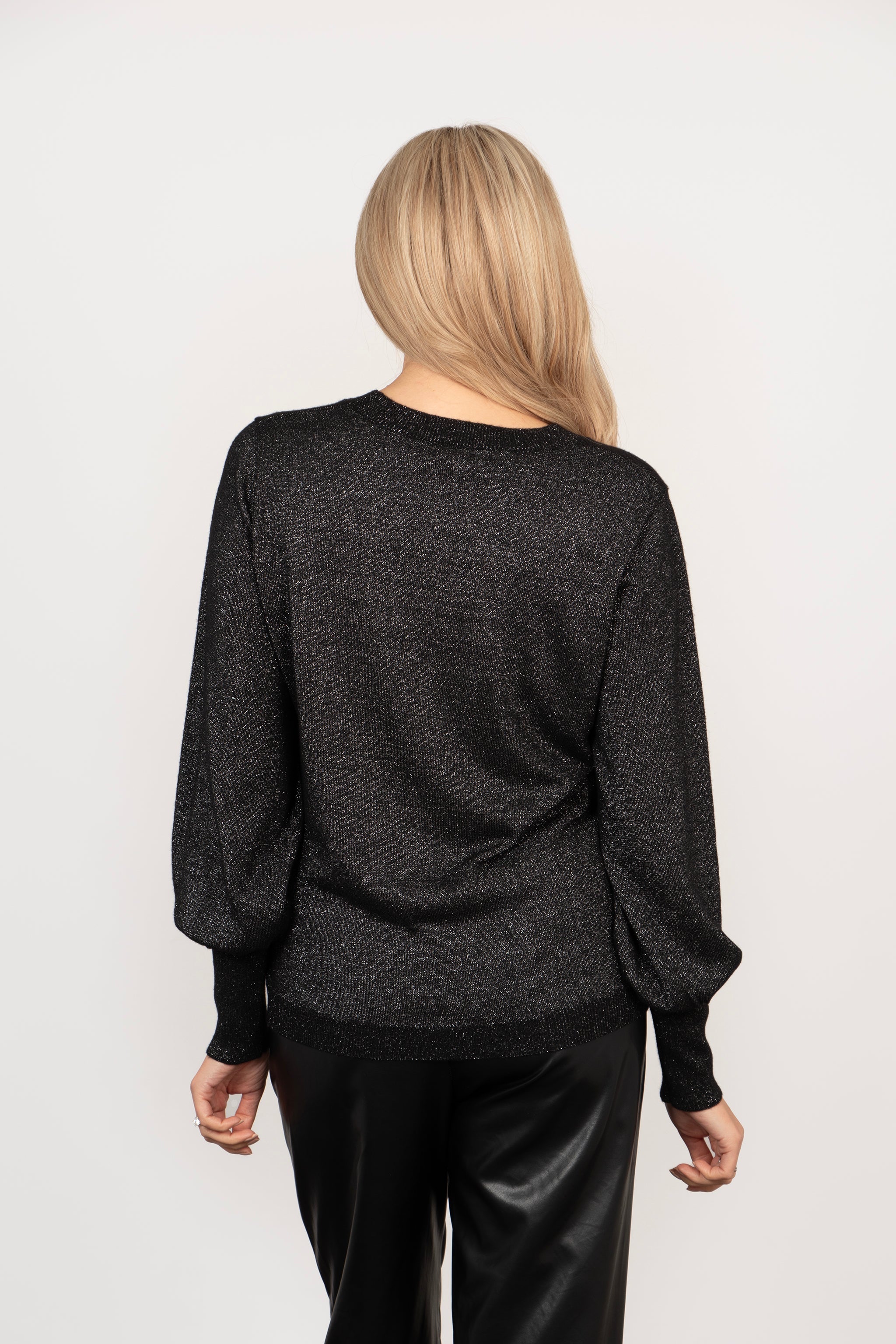 Penny Balloon Sleeve Jumper - Silver, Glitter