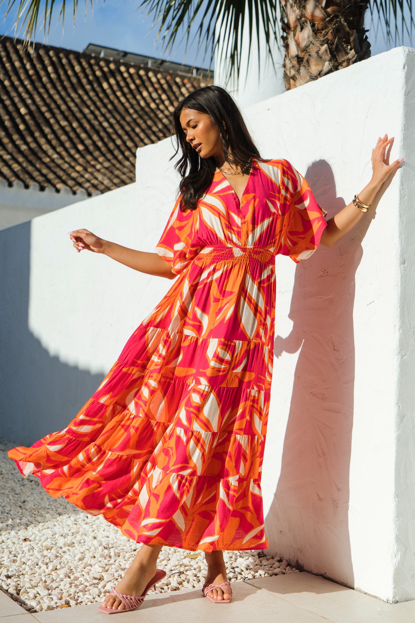 maxi kaftan dress uk Apollo 70s Boho Maxi Kaftan Dress | Palm Green