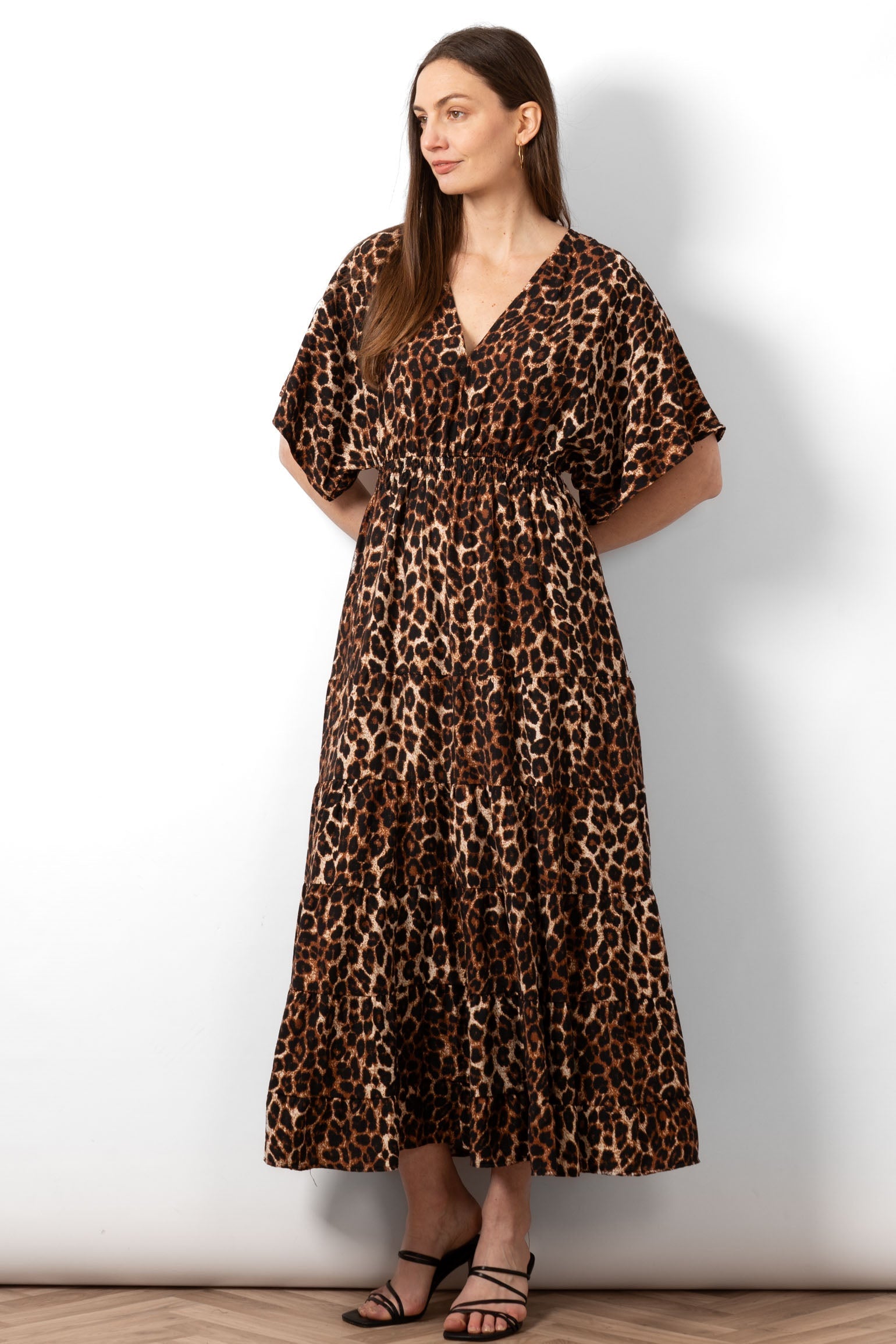 maxi kaftan dress uk Sarta Women's Sienna Maxi Kaftan Dress - Neutral, Leopard Print in Natural