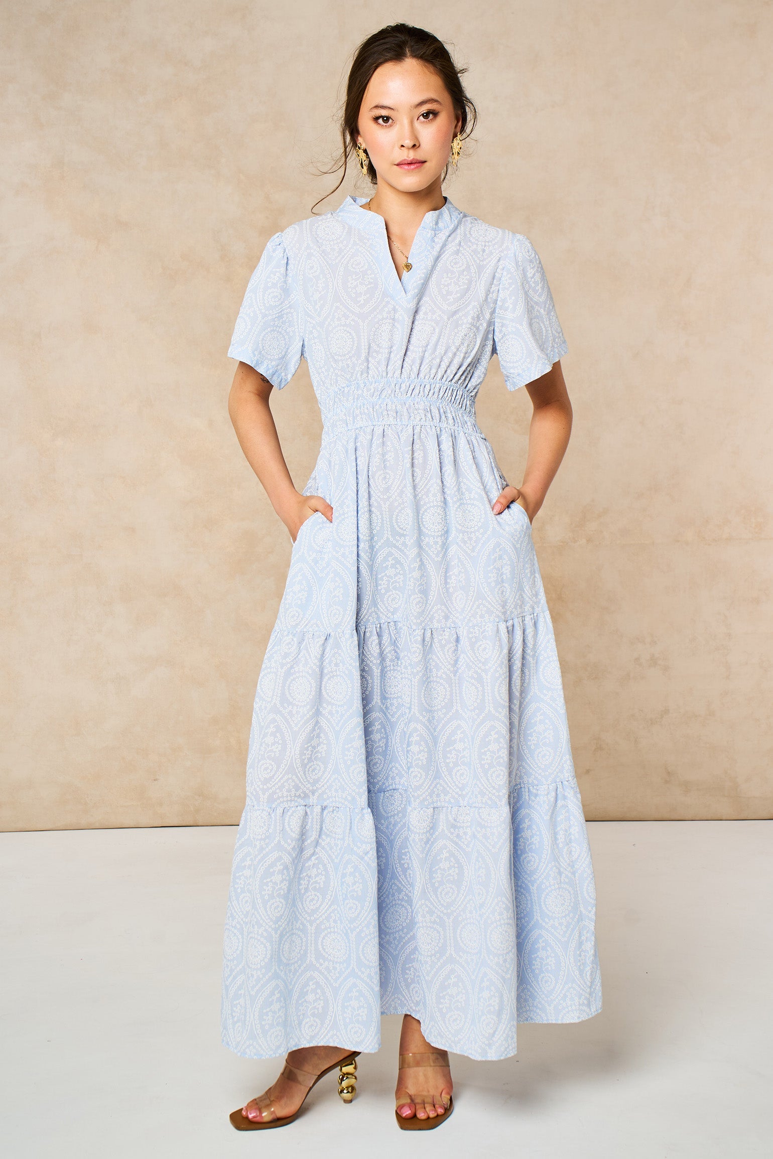 Paisley-Print-Tiered-Maxi-Dress-in-Light-Blue-Front
