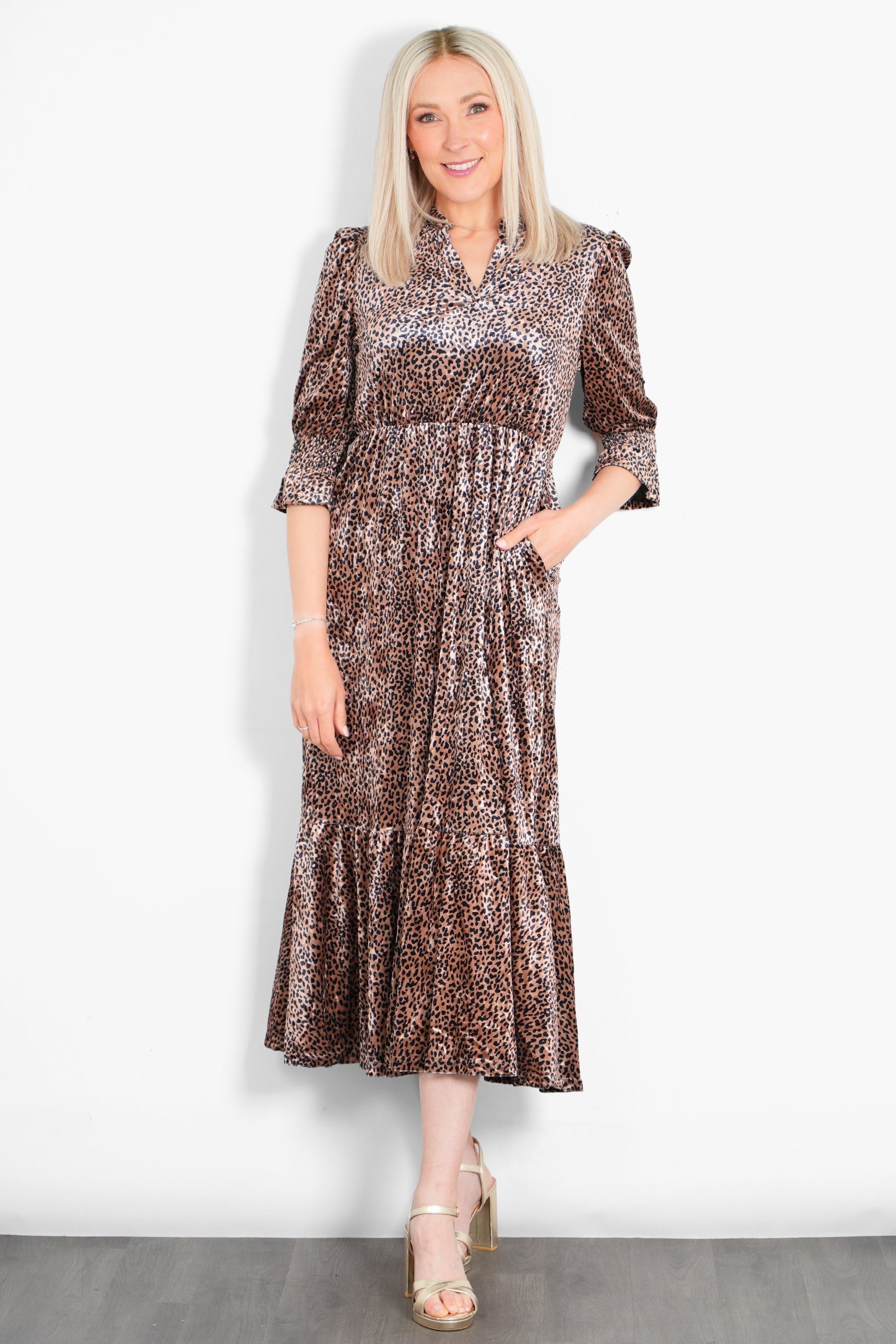 slim fit dress slacks Garland Ribbon Midaxi Dress  Champagne