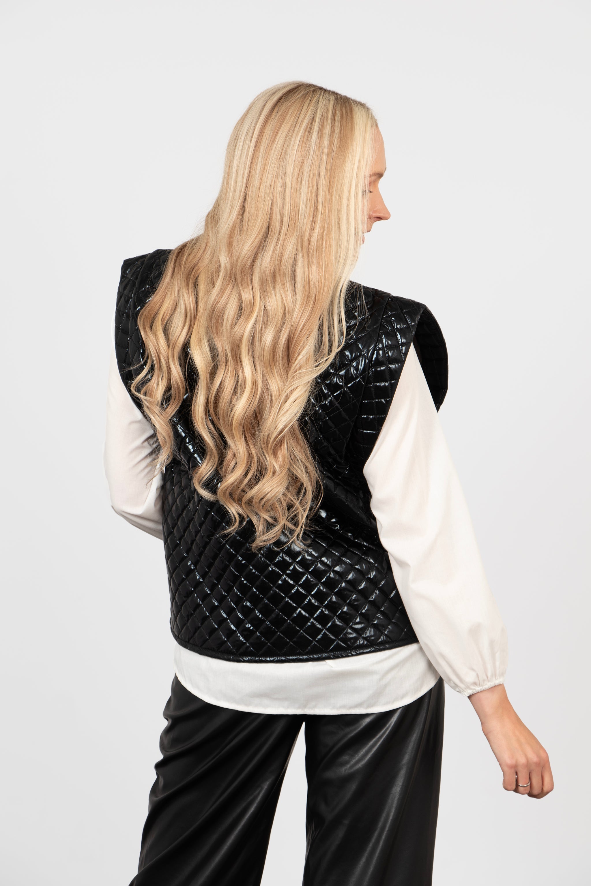 Raven Quilted Open Front Gilet - Black