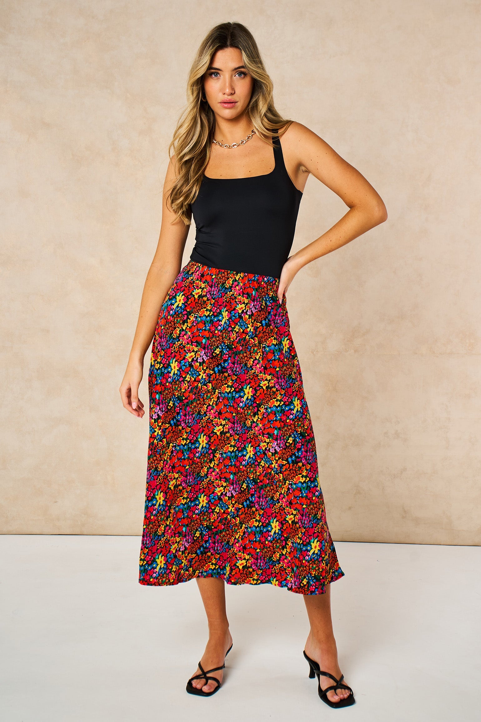 Ditsy-Floral-Midi-Slip-Skirt-in-Multi-Front