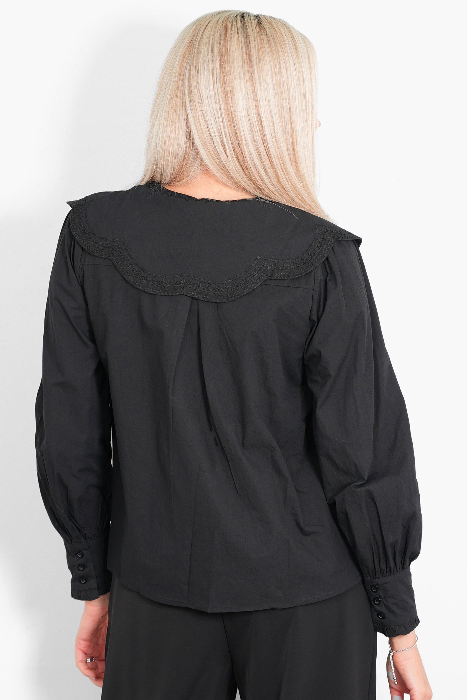cammie-long-sleeve-cotton-shirt-black-pilgrim-collar-rear-pleated