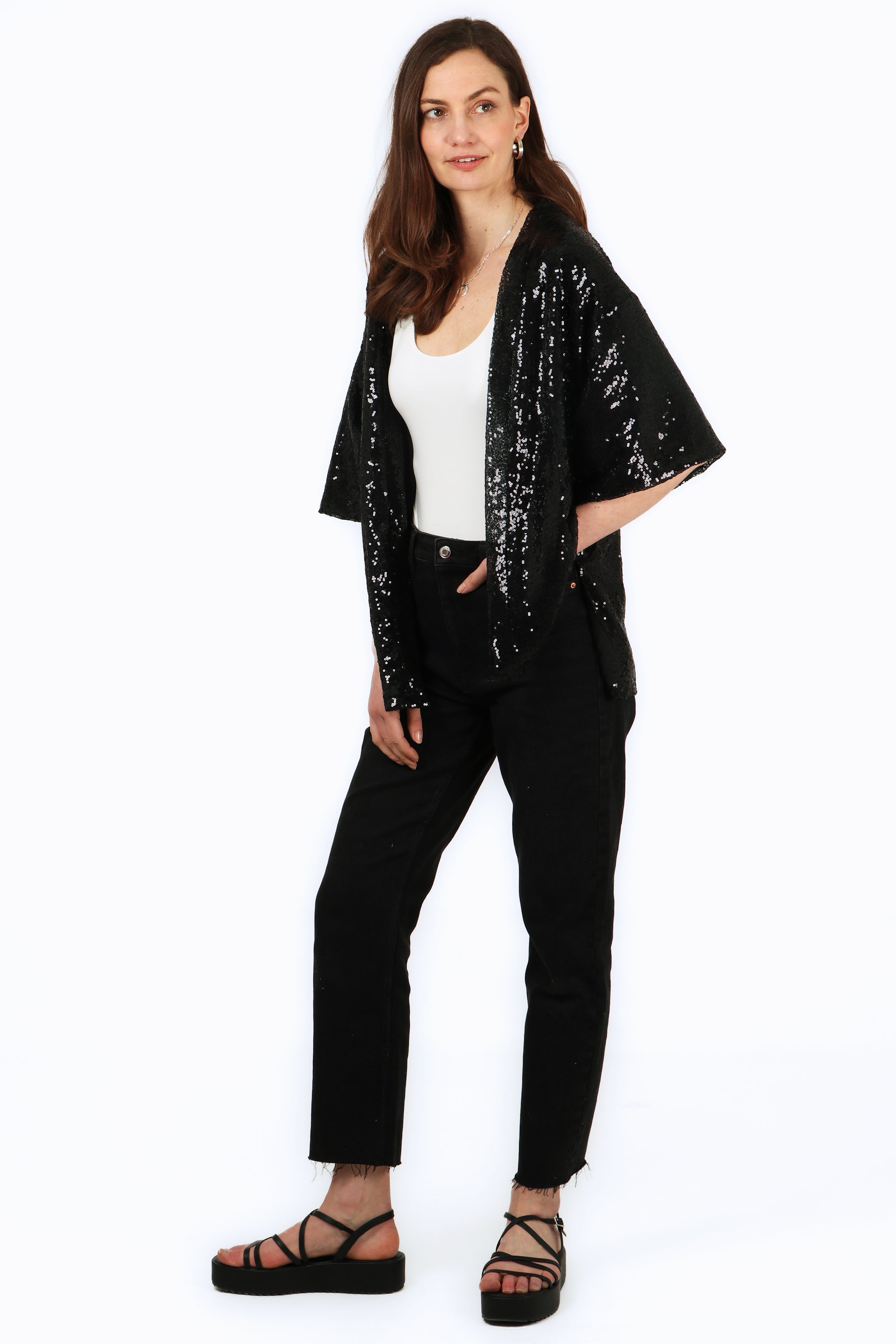 Ariana Sequin Jacket - Black, Sequin