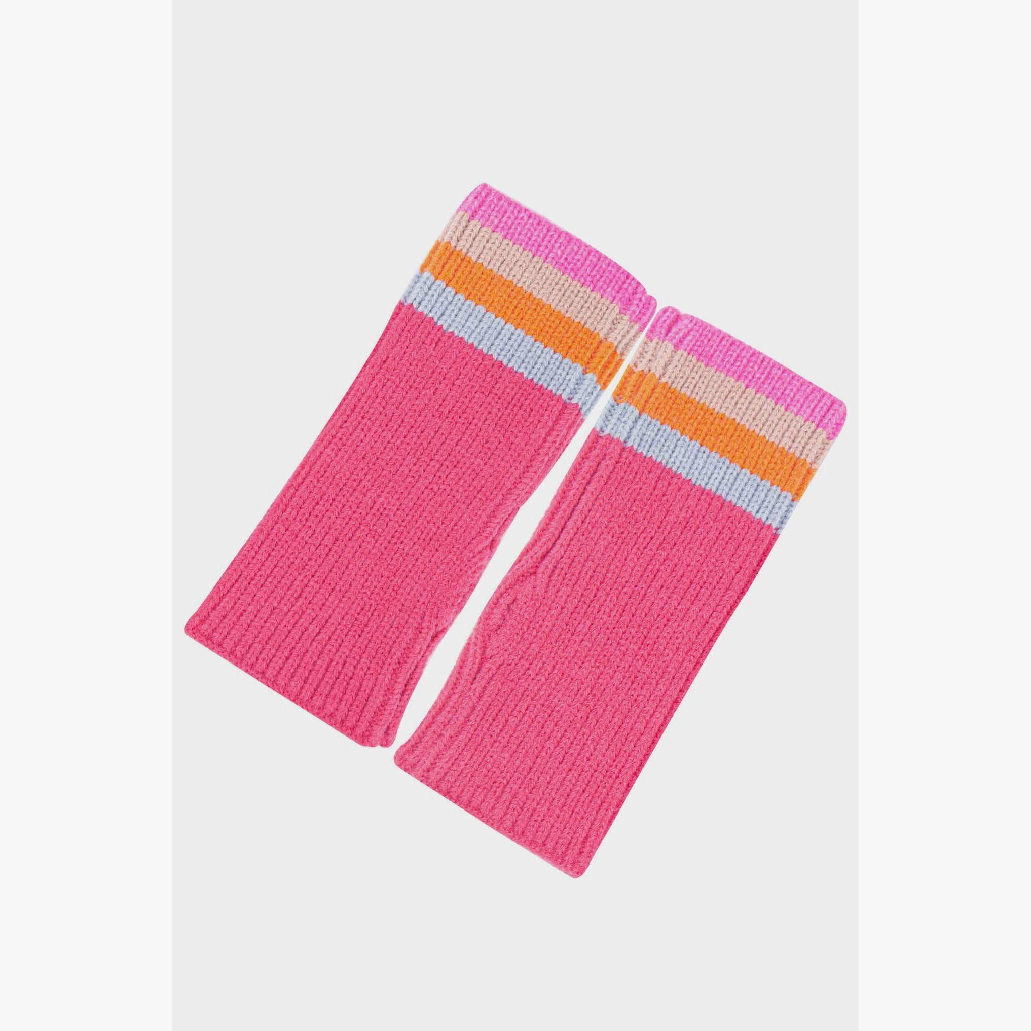 dollie-wrist-warmers-hot-pink-rainbow-stripe-ribbed-knit