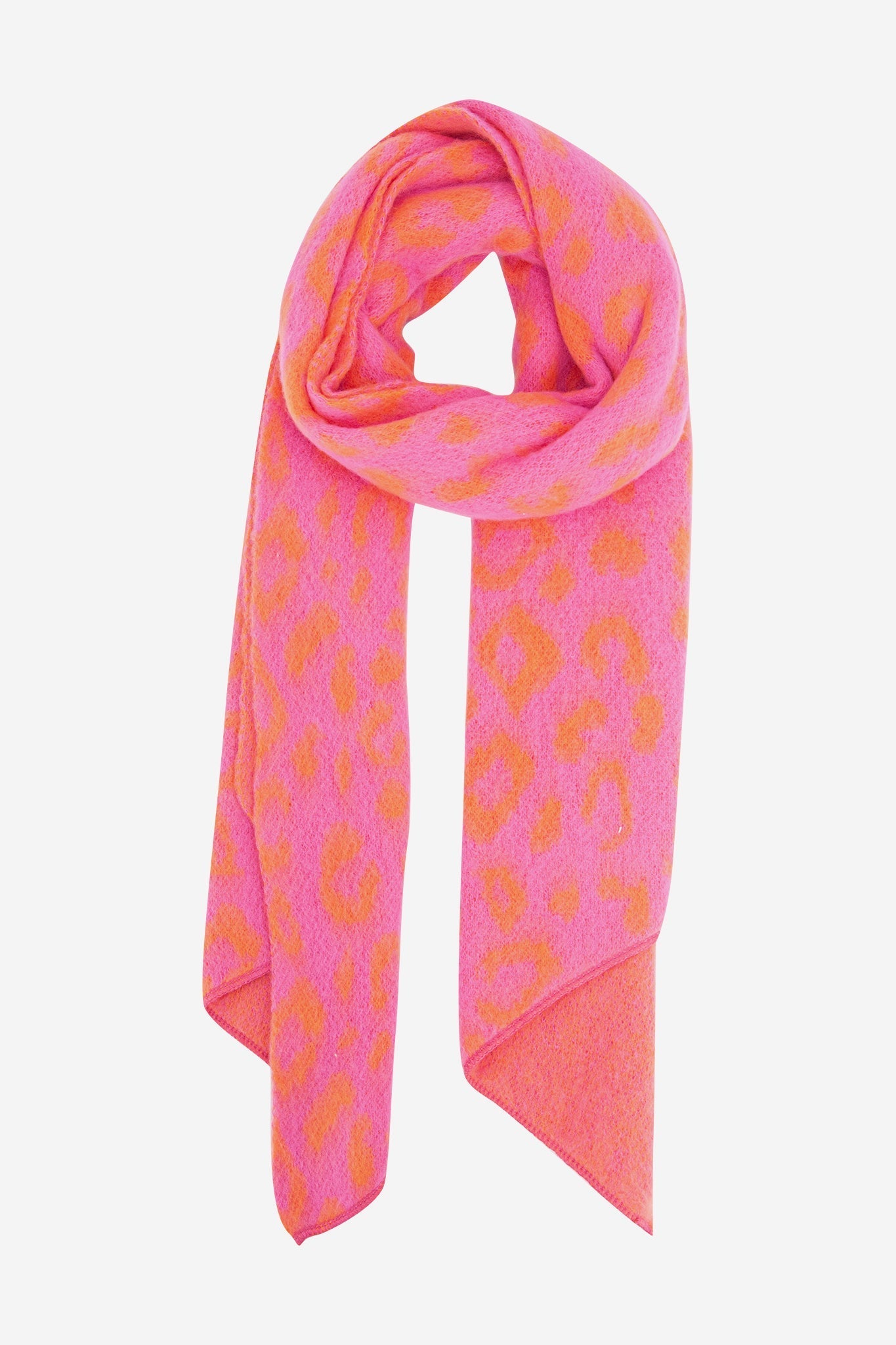 nico-pink-orange-leopard-heavyweight-scarf-laying-flat