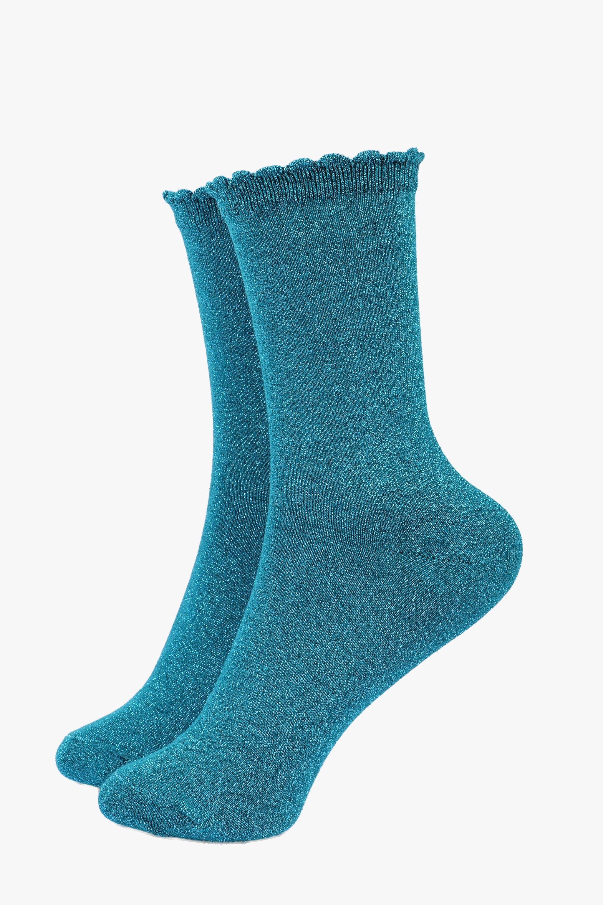 Women's Glitter Socks - Teal