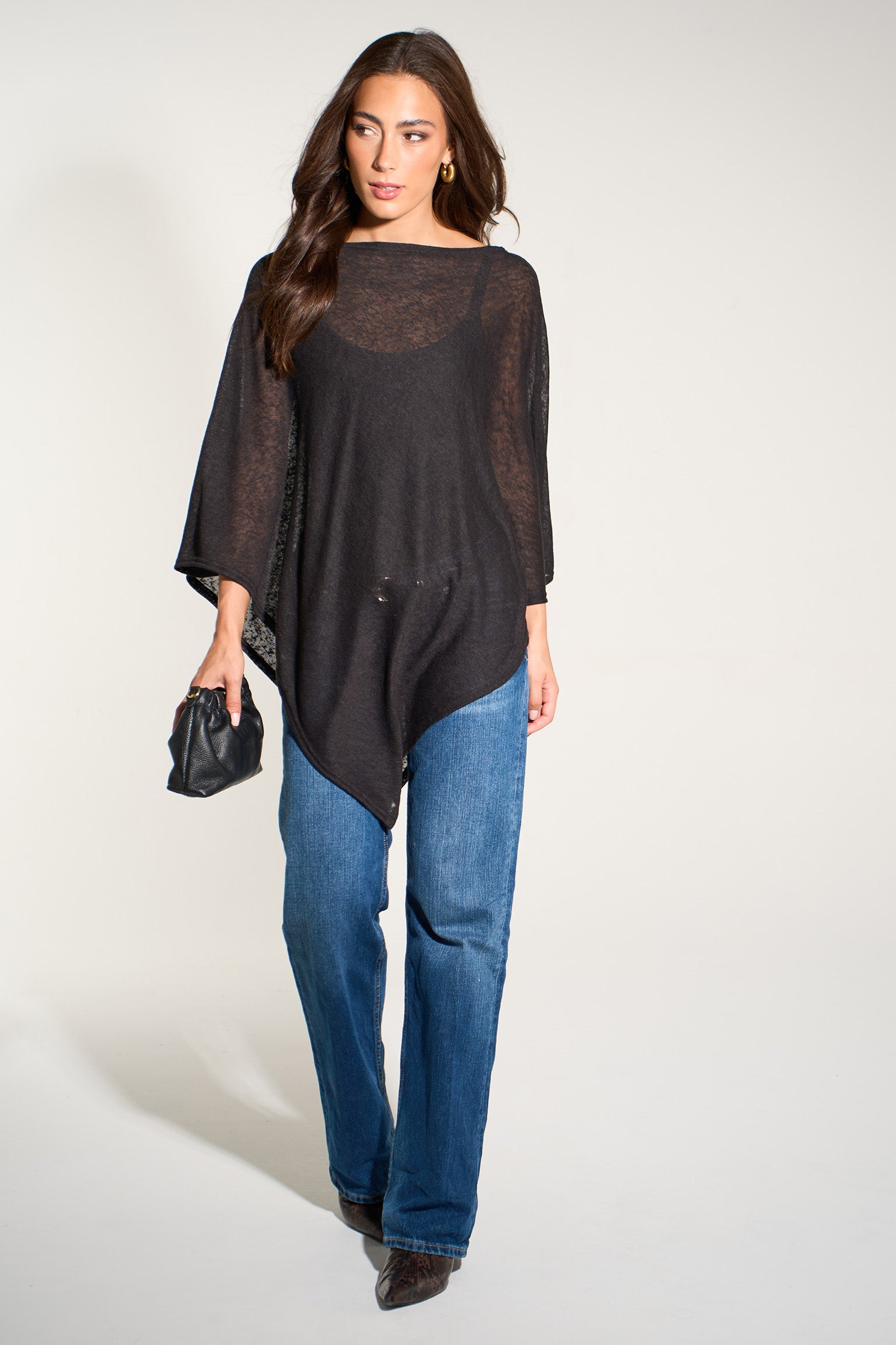 black-lightweight-fine-knit-poncho