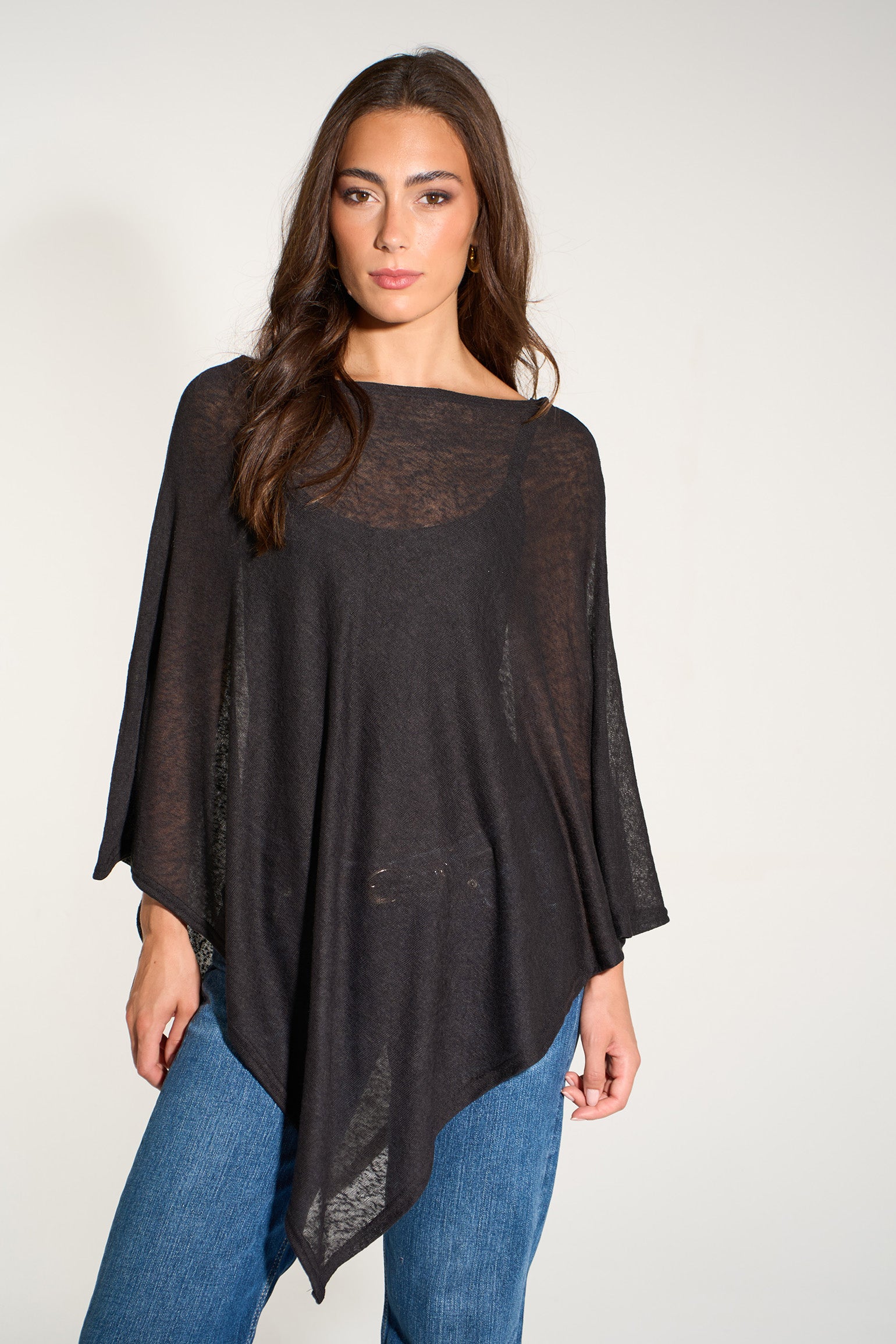 black-lightweight-fine-knit-poncho