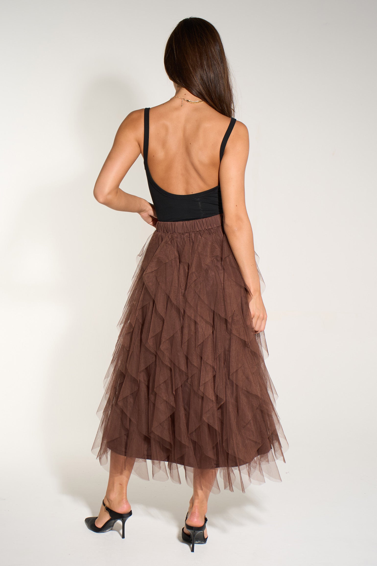 Layla-Brown-Layered-Tulle-Maxi-Skirt