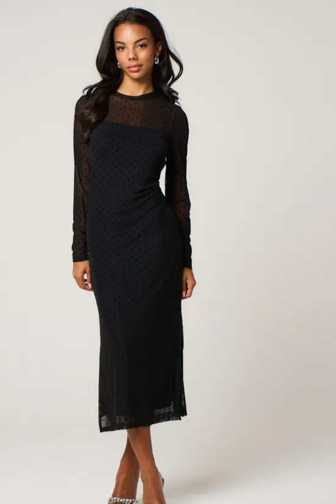 Sarta Women's Drew Black Floral Column Dress with Slip