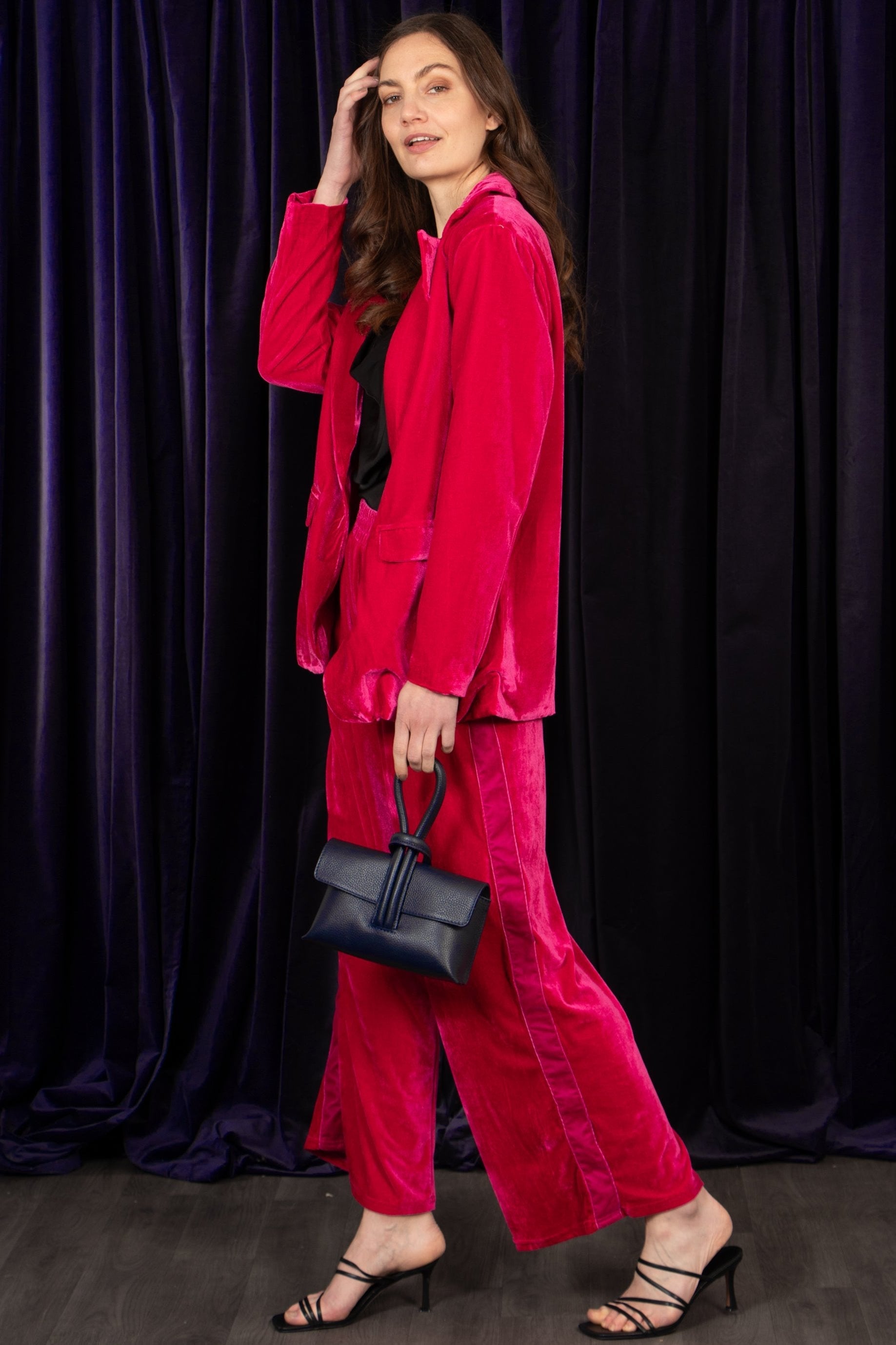 Max Wide Leg Trousers - Pink, Velvet