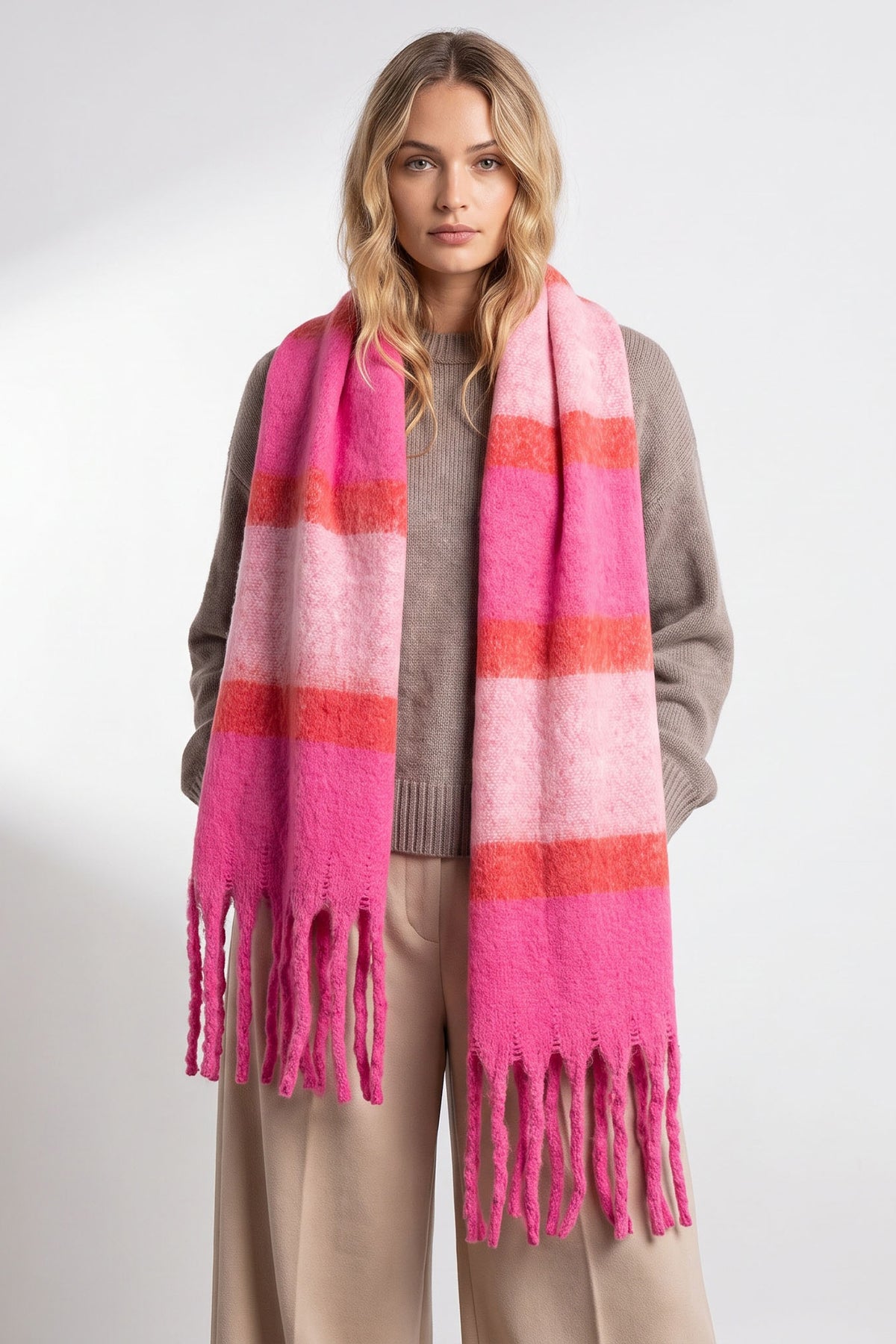 Blair-Heavyweight-Scarf-Fuchsia-Colour-Block-Stripe