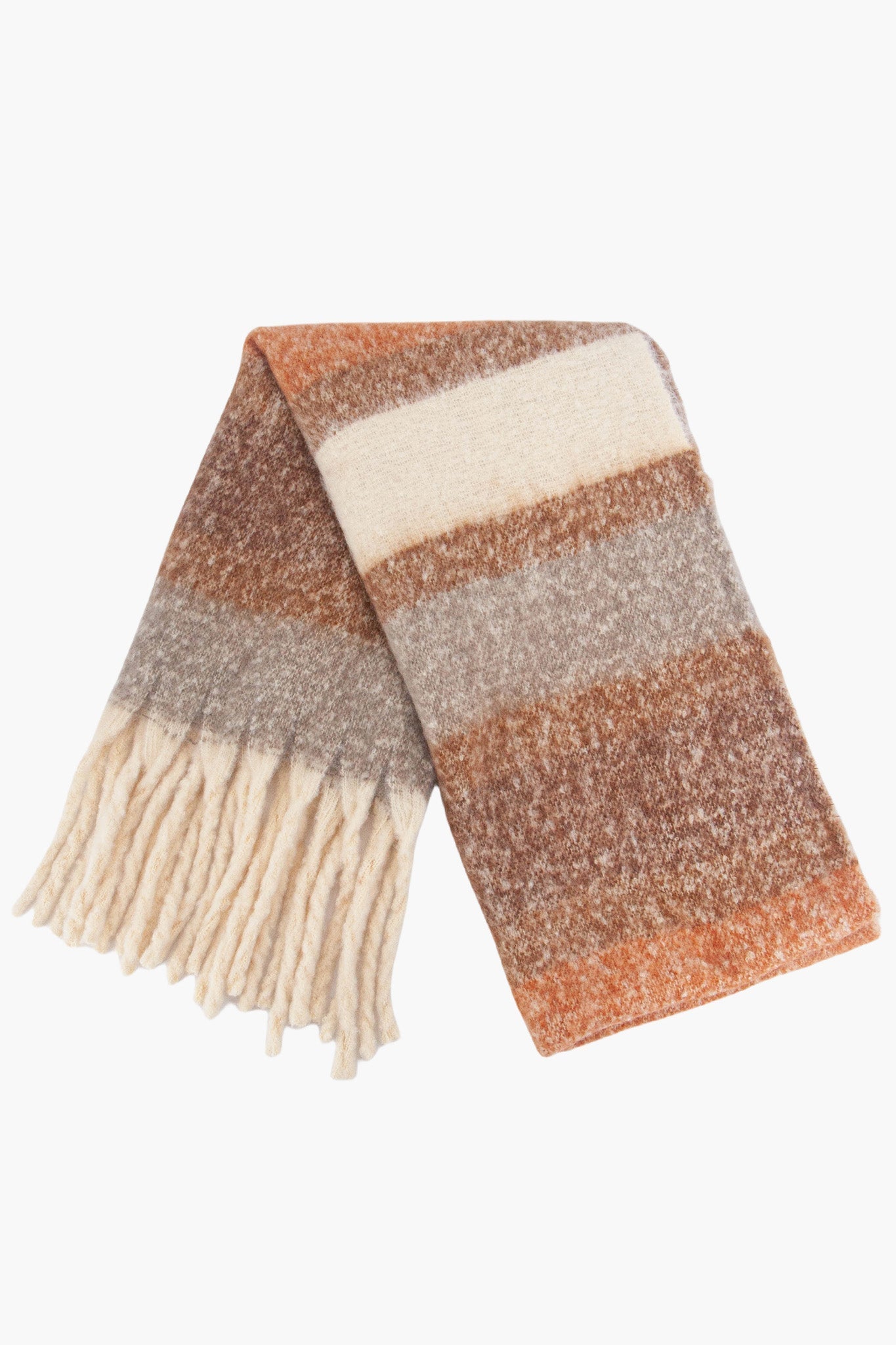 blair-neutral-colour-block-stripe-heavyweight-scarf-beige-brown-folded
