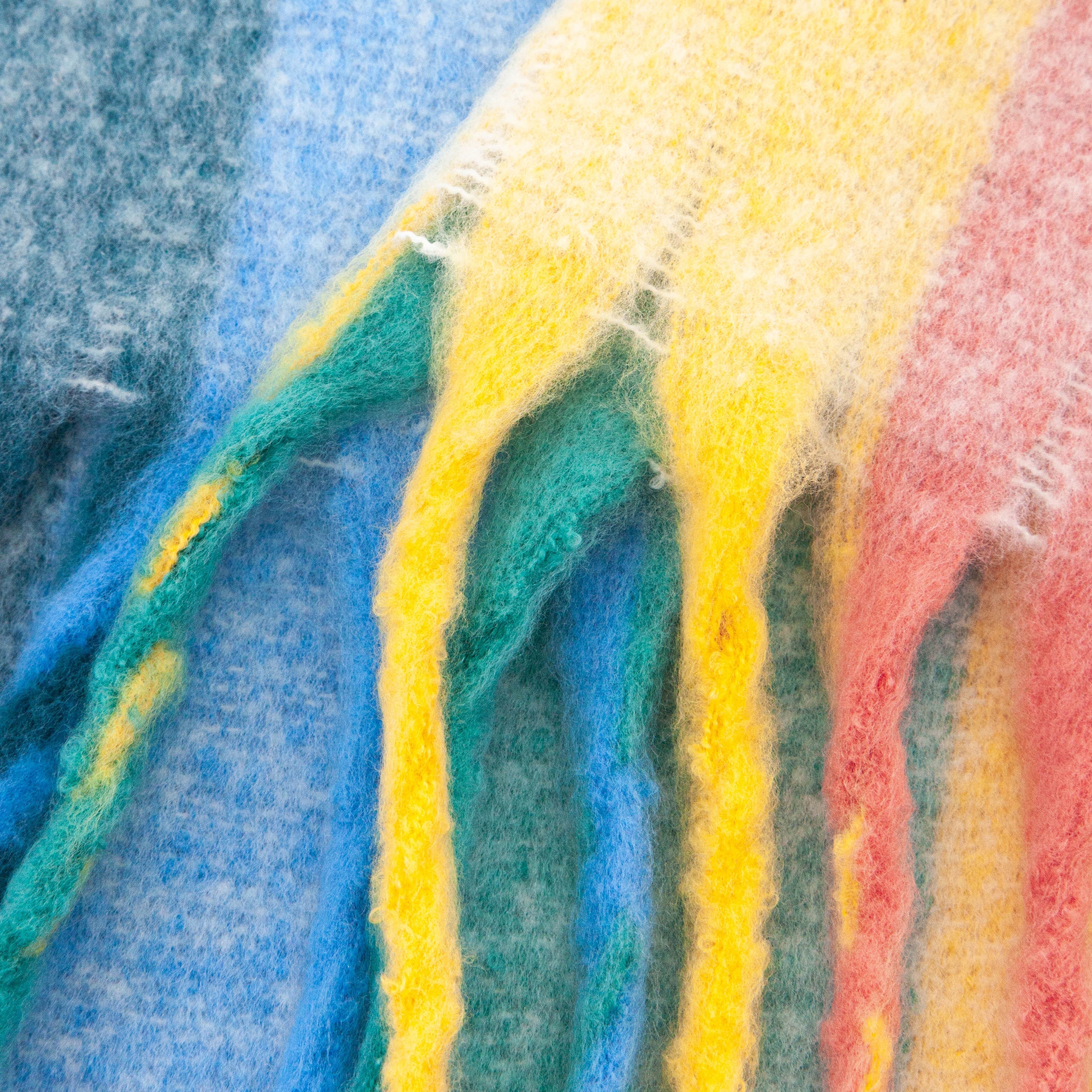 close up of the soft viscose knitted material of the winter blanket scarf