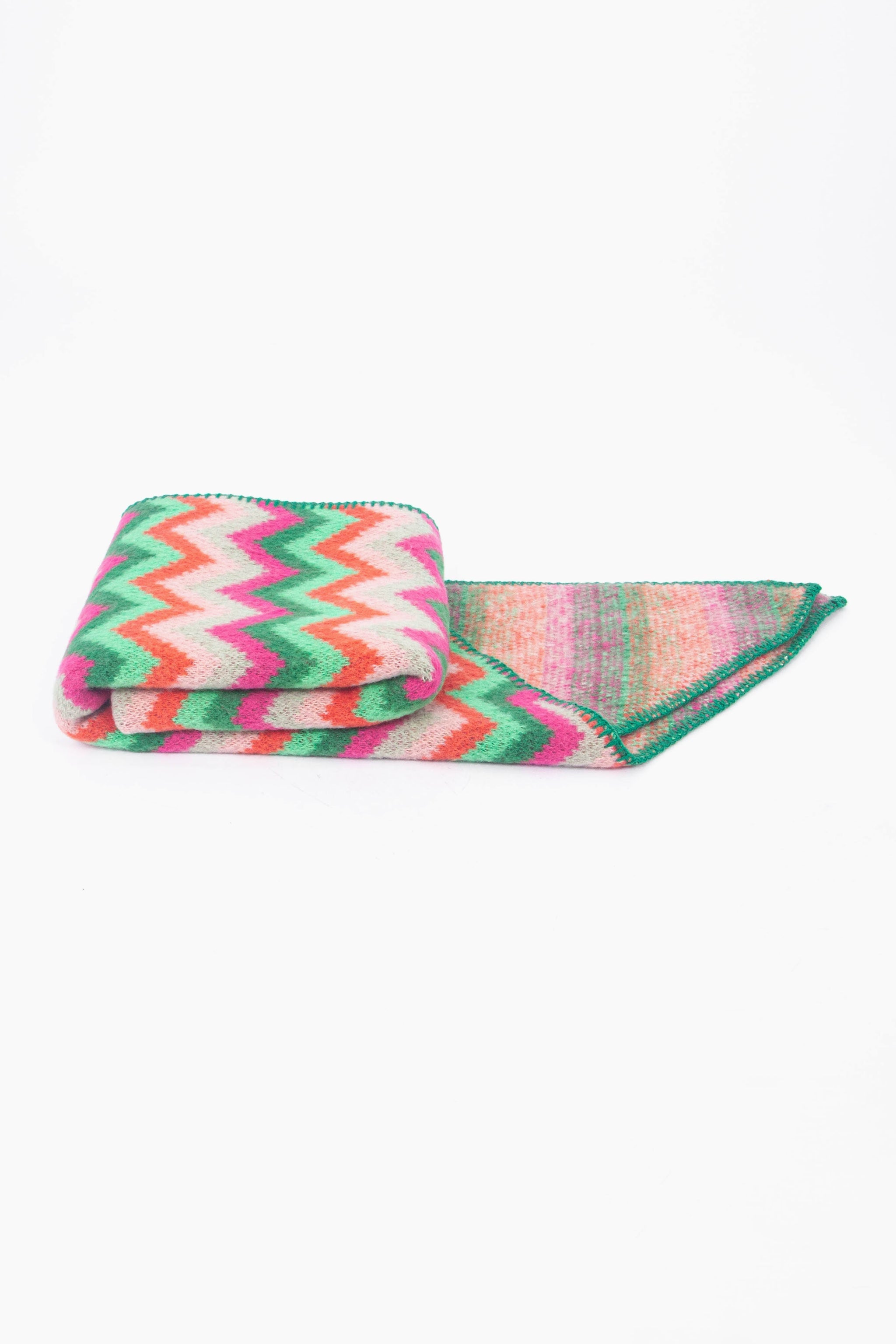 Honor Heavyweight Scarf - Green/Fuchsia, Zig Zag
