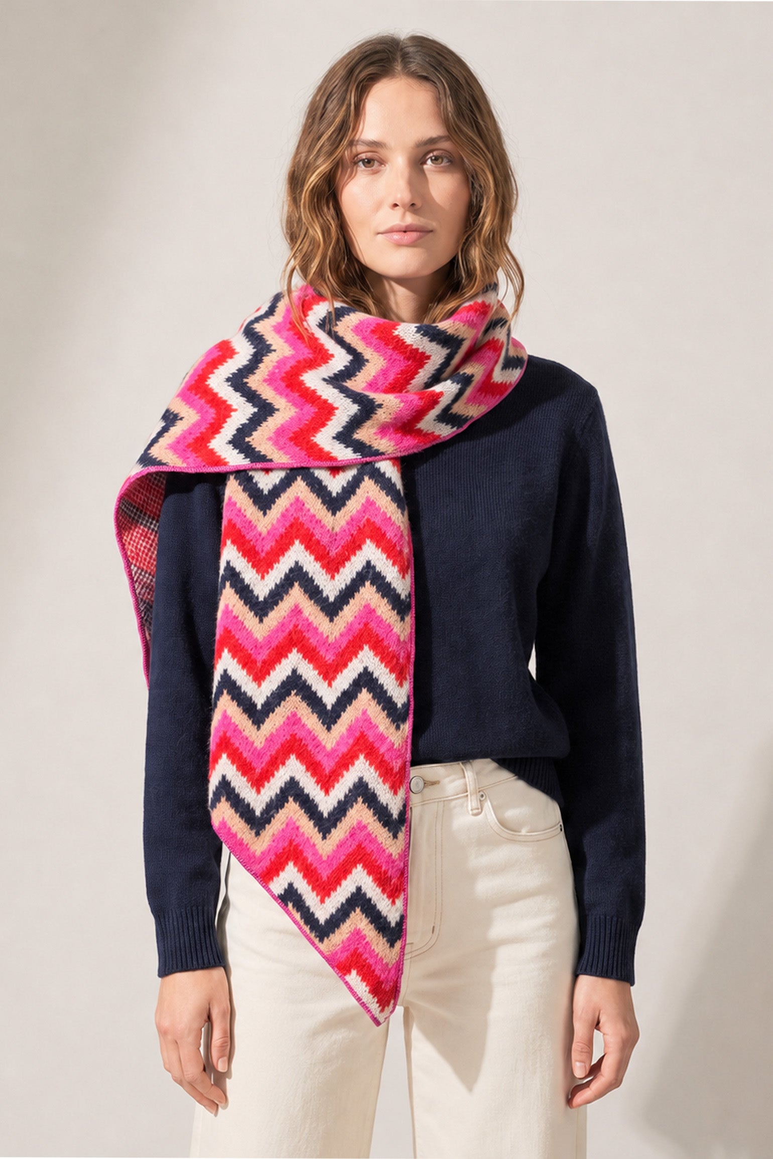 bobbie-red-zig-zag-heavyweight-scarf-pink-stripes