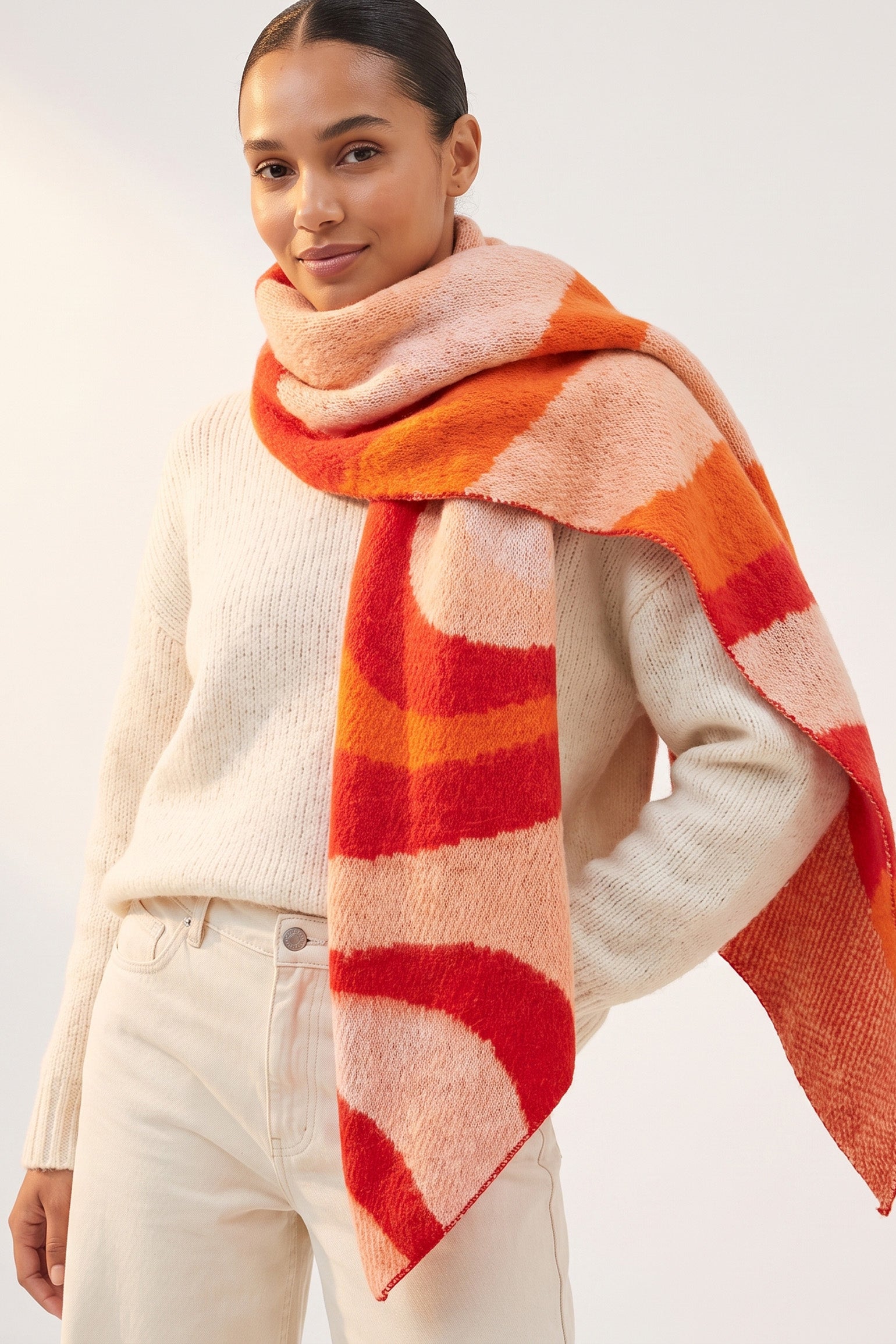 ramona-orange-red-waves-heavyweight-scarf-colourful