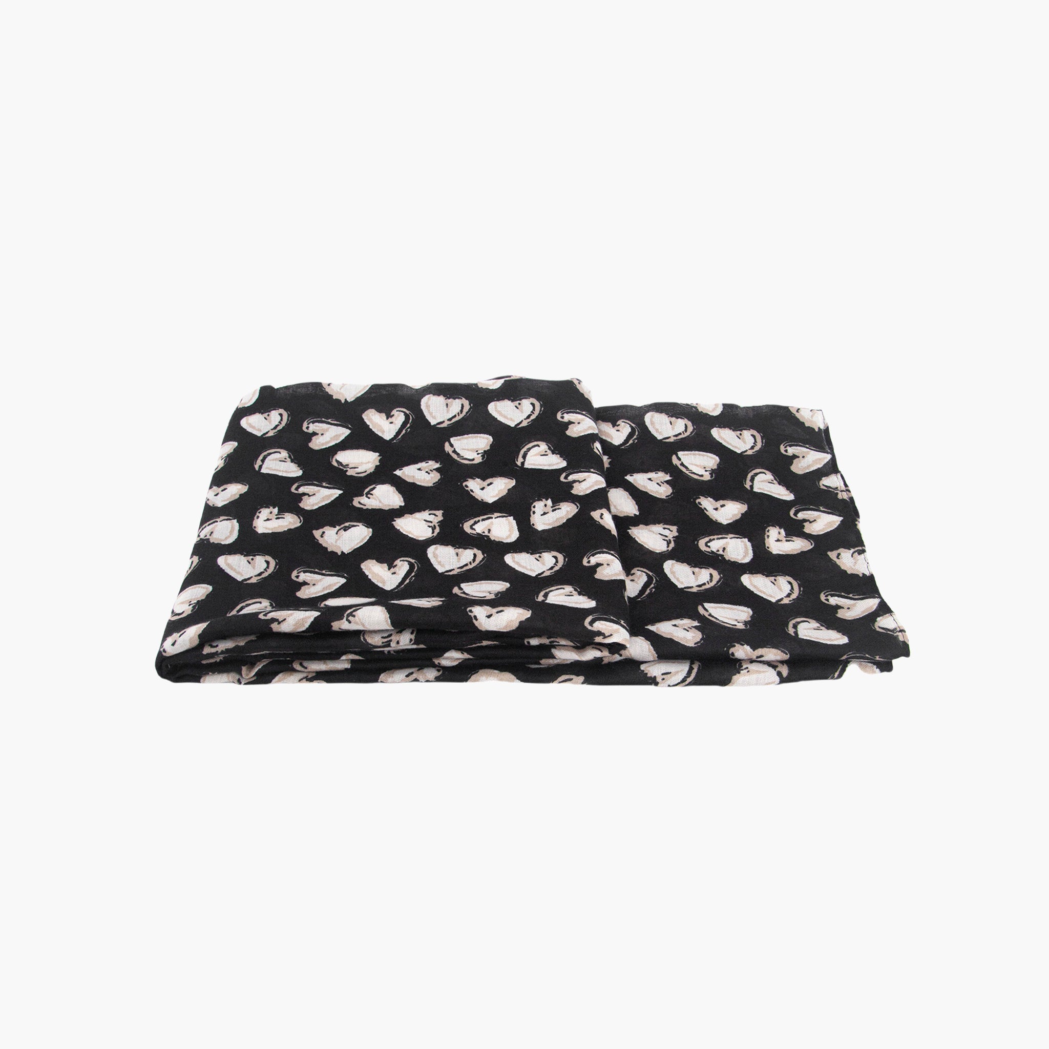 kara-black-white-hearts-lightweight-scarf-folded-thin