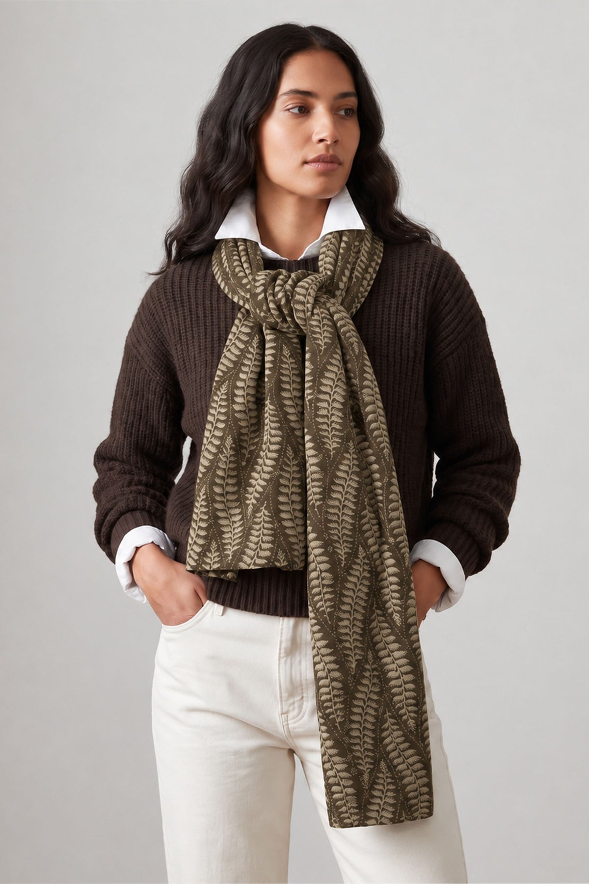 khaki-fern-leaf-lightweight-scarf