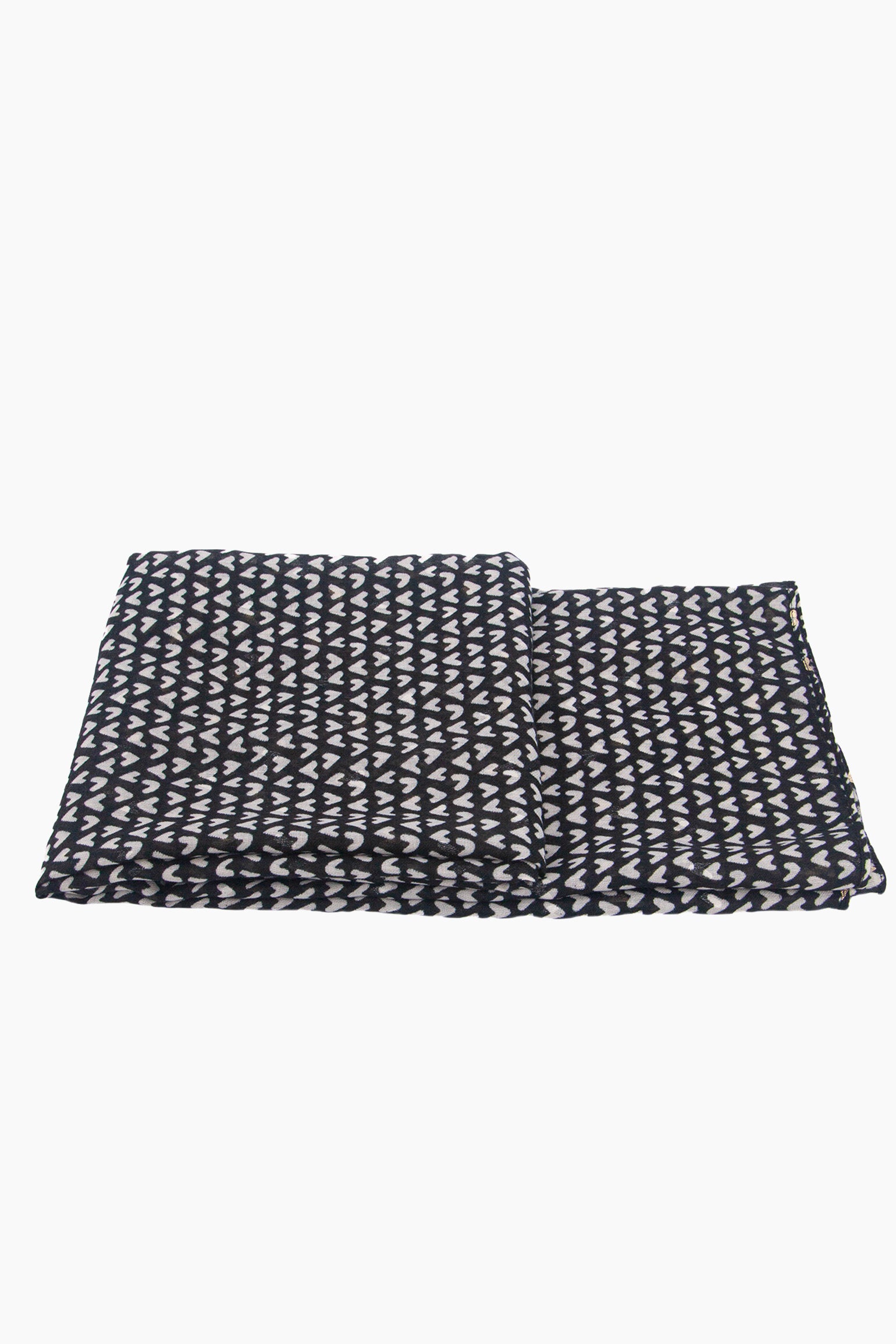 Rainie Black Metallic Hearts Lightweight Scarf