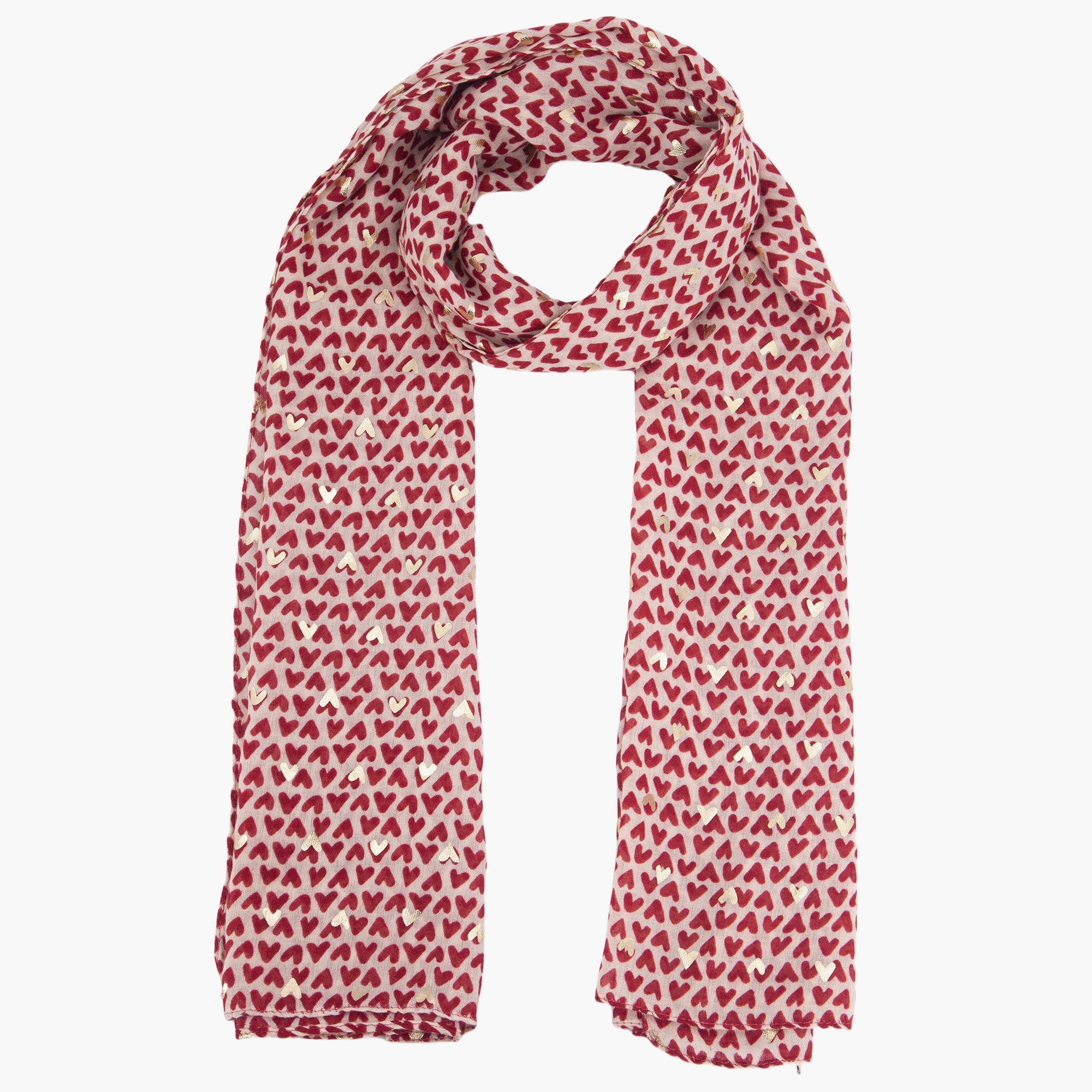 rainie-red-metallic-hearts-lightweight-scarf-gold-foil