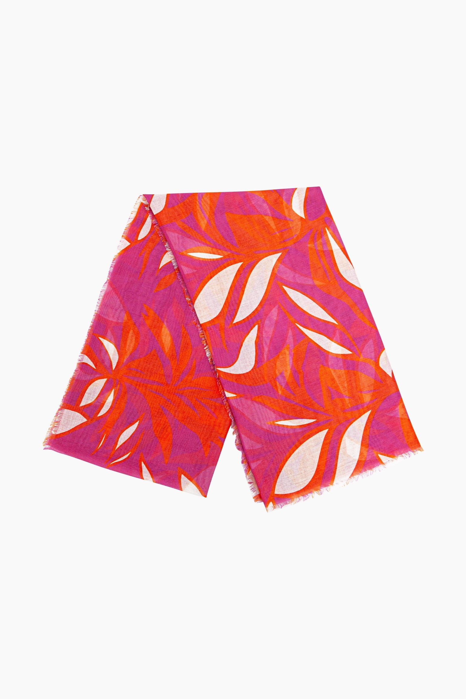 Tropical-Floral-Lightweight-Scarf-in-Pink-Folded