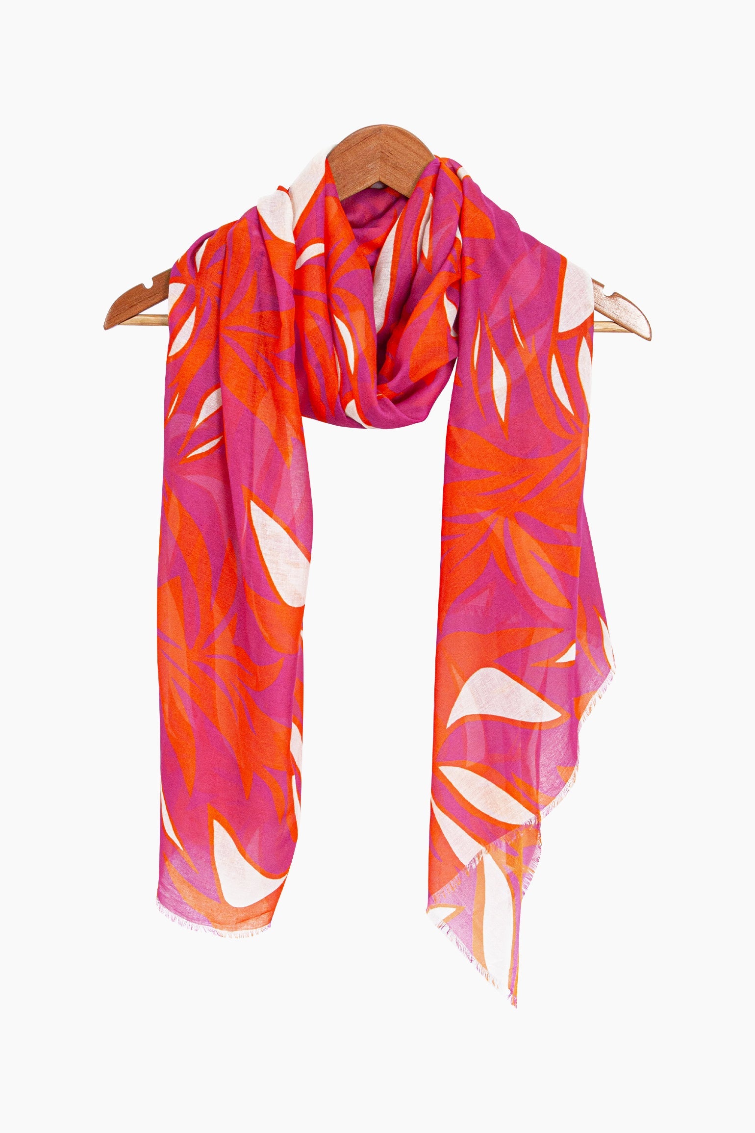 Tropical-Floral-Lightweight-Scarf-in-Pink-On-Hanger