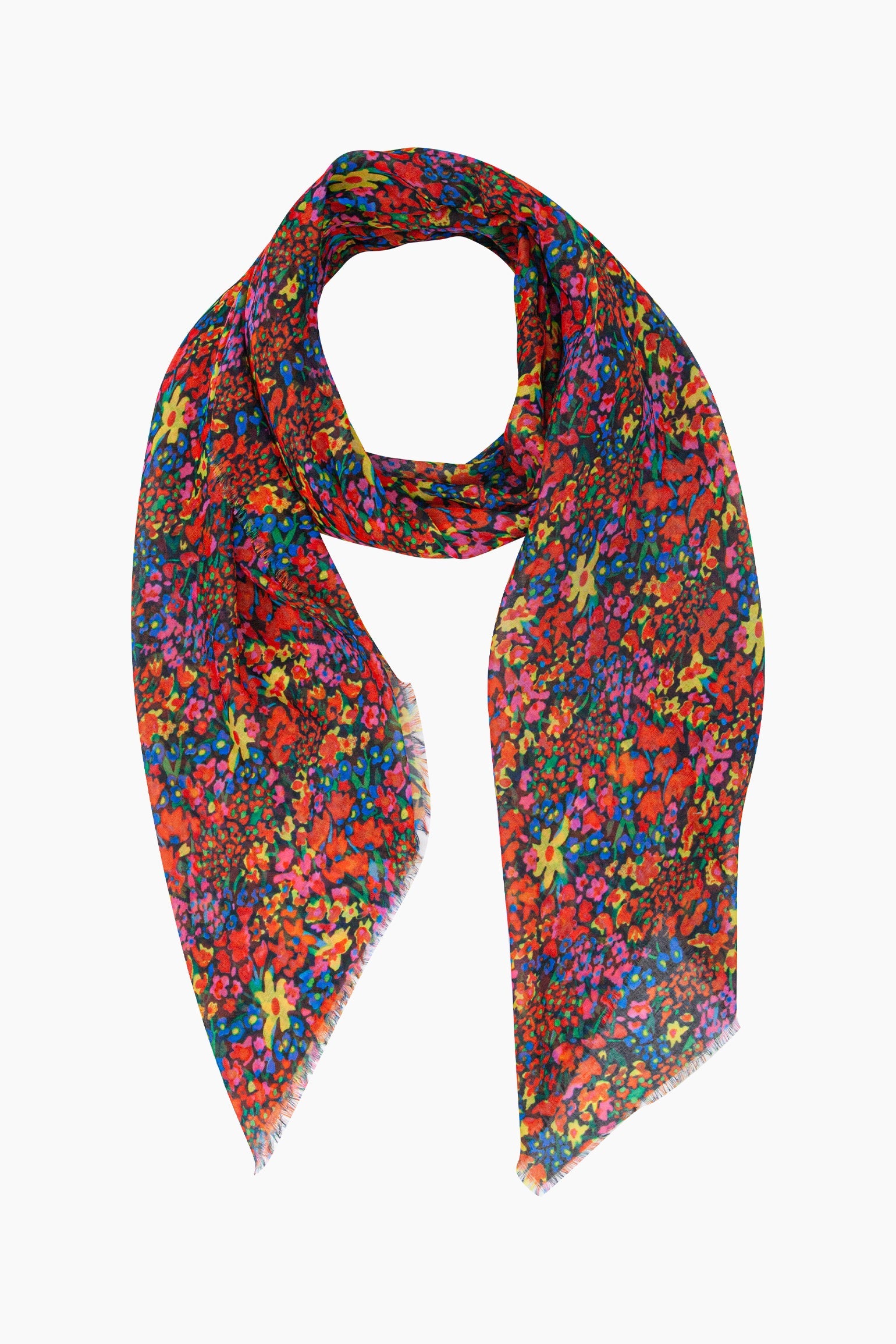 Ditsy-Floral-Lightweight-Scarf-in-Multi-Looped