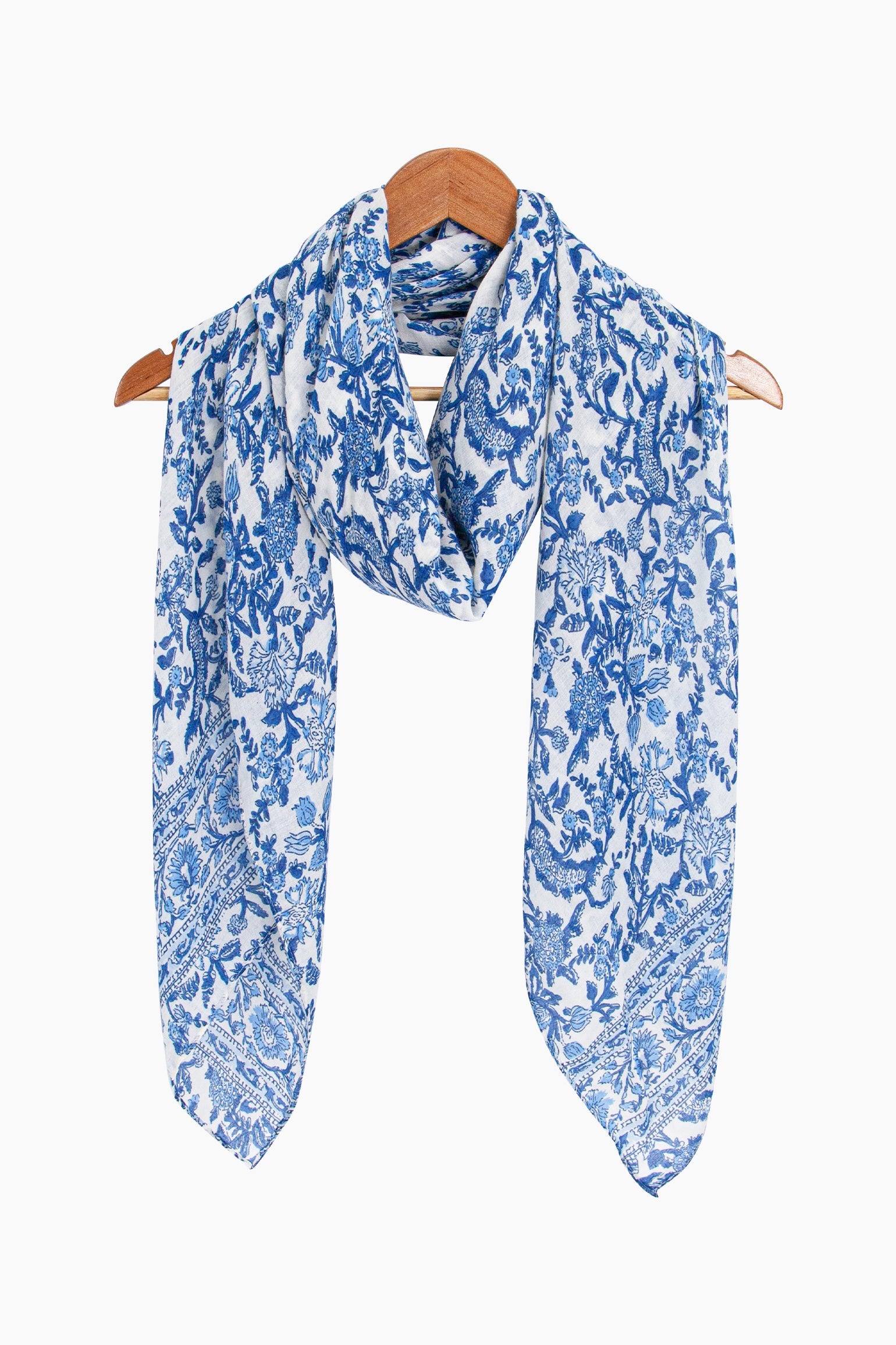 Delicate-Floral-Lightweight-Scarf-in-Navy-Blue-Draped