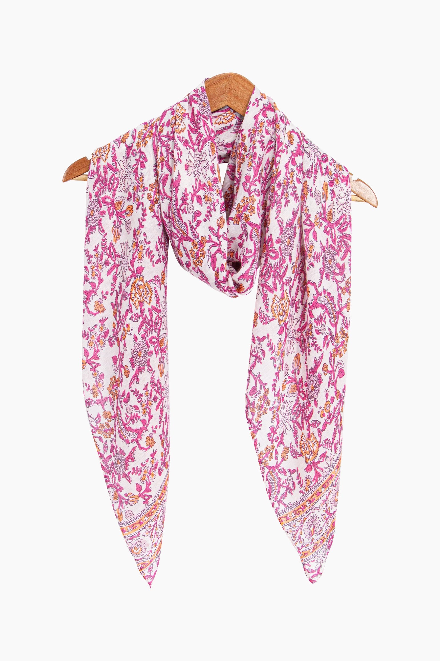 Delicate-Floral-Lightweight-Scarf-in-Pink-Draped