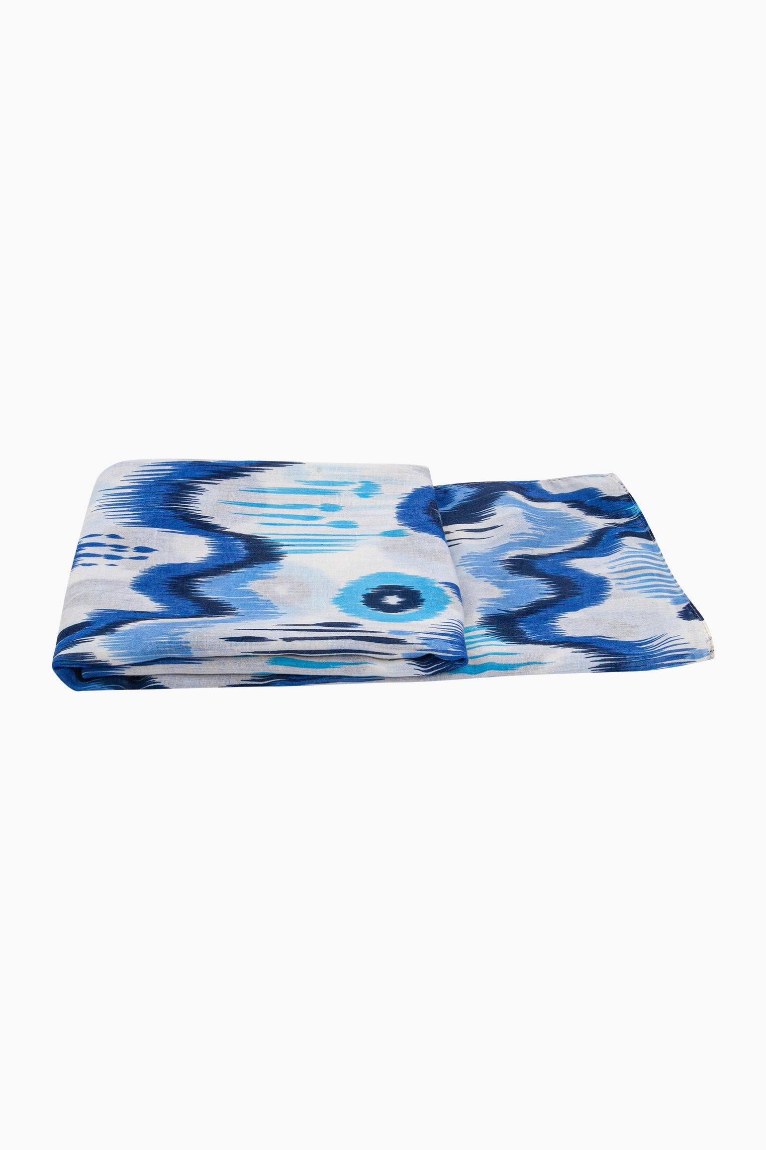 Ikat-Print-Lightweight-Scarf-in-Blue-Folded-Flat