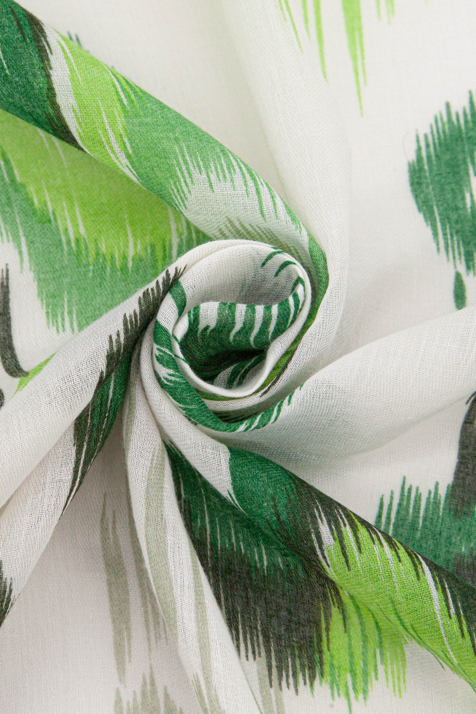 Ikat-Print-Lightweight-Scarf-in-Green-Closeup