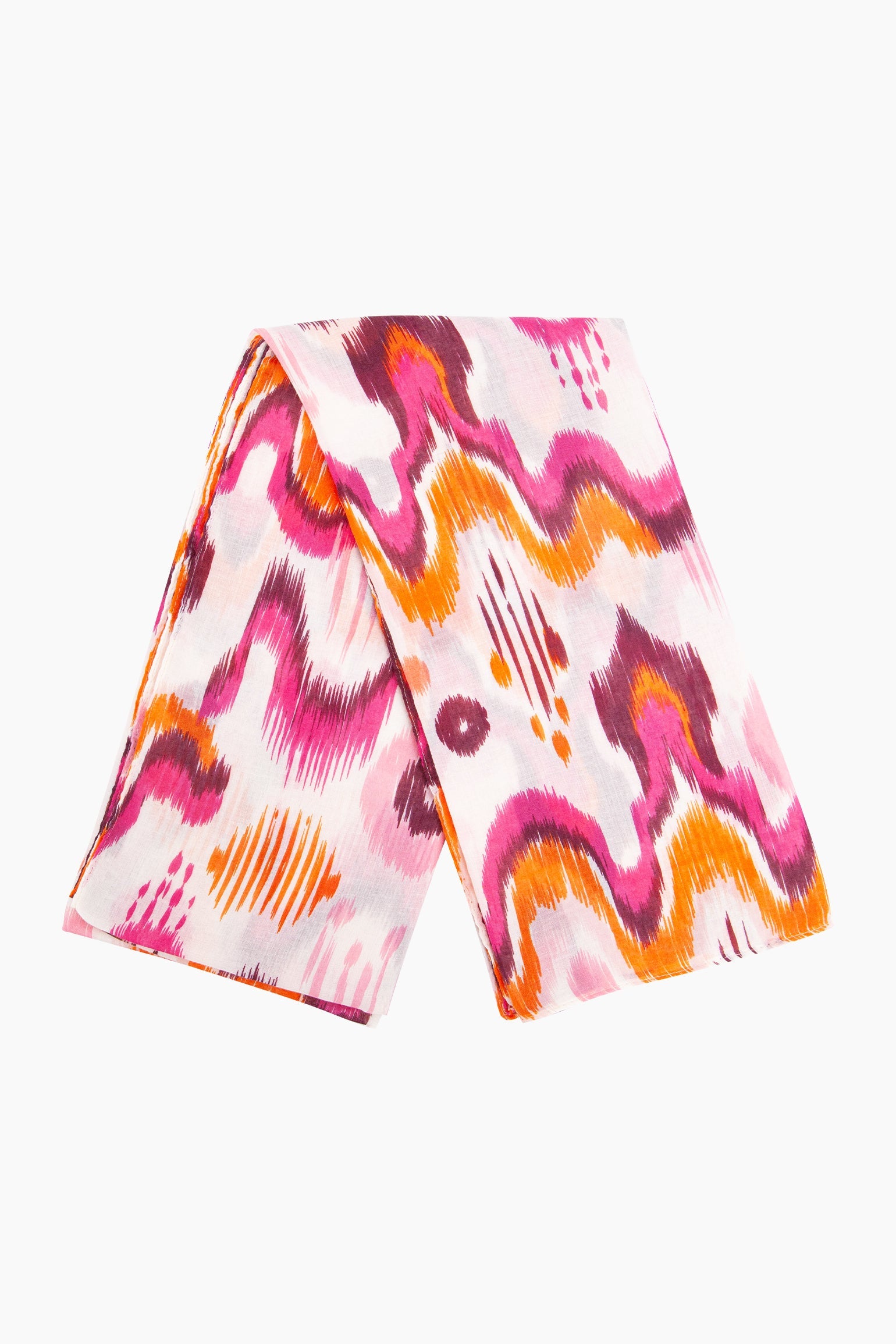 Ikat-Print-Lightweight-Scarf-in-Red-Folded